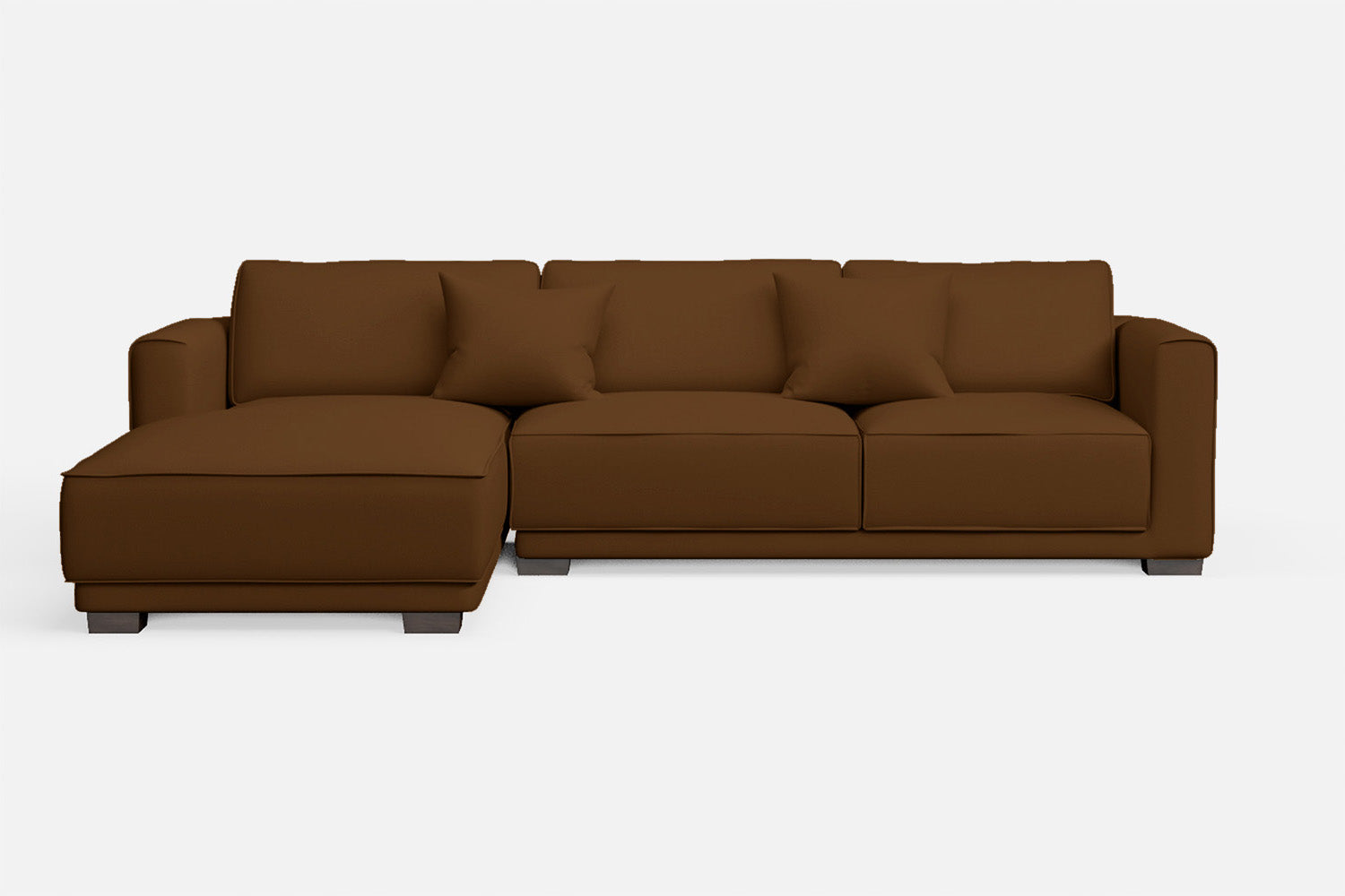 Barletta 3 Seater Left Hand Facing Chaise Lounge Corner Sofa Walnut Brown Leather