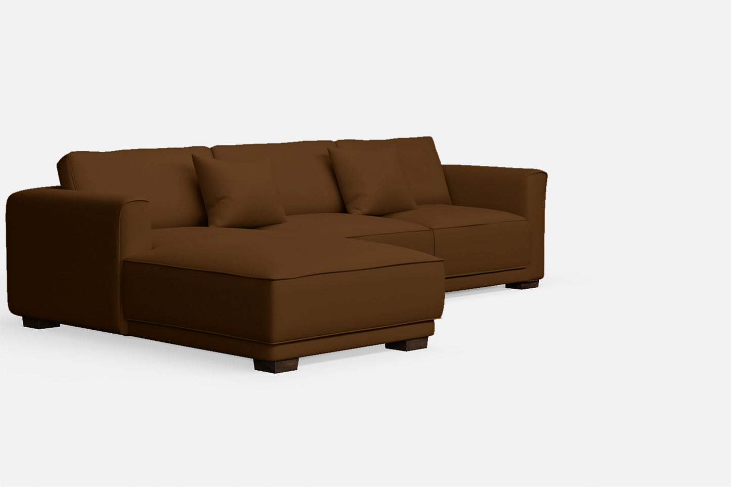 Barletta 3 Seater Left Hand Facing Chaise Lounge Corner Sofa Walnut Brown Leather