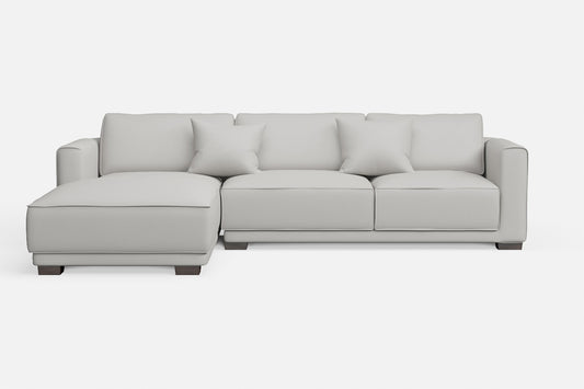 Barletta 3 Seater Left Hand Facing Chaise Lounge Corner Sofa White Leather