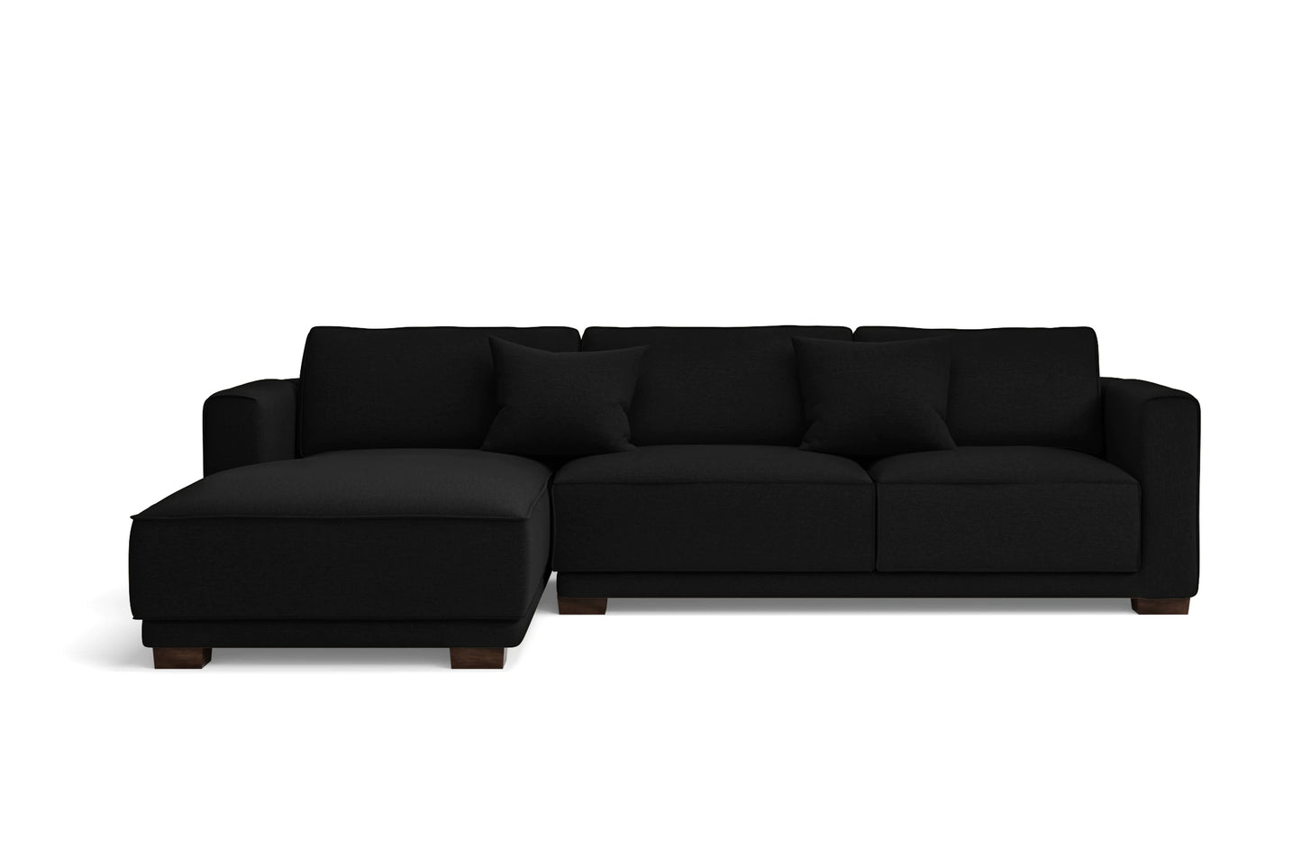 Barletta 3 Seater Left Hand Facing Chaise Lounge Corner Sofa Black Linen Fabric