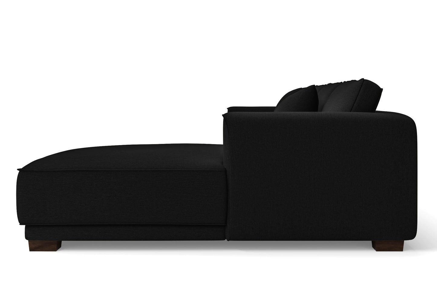 Barletta 3 Seater Left Hand Facing Chaise Lounge Corner Sofa Black Linen Fabric