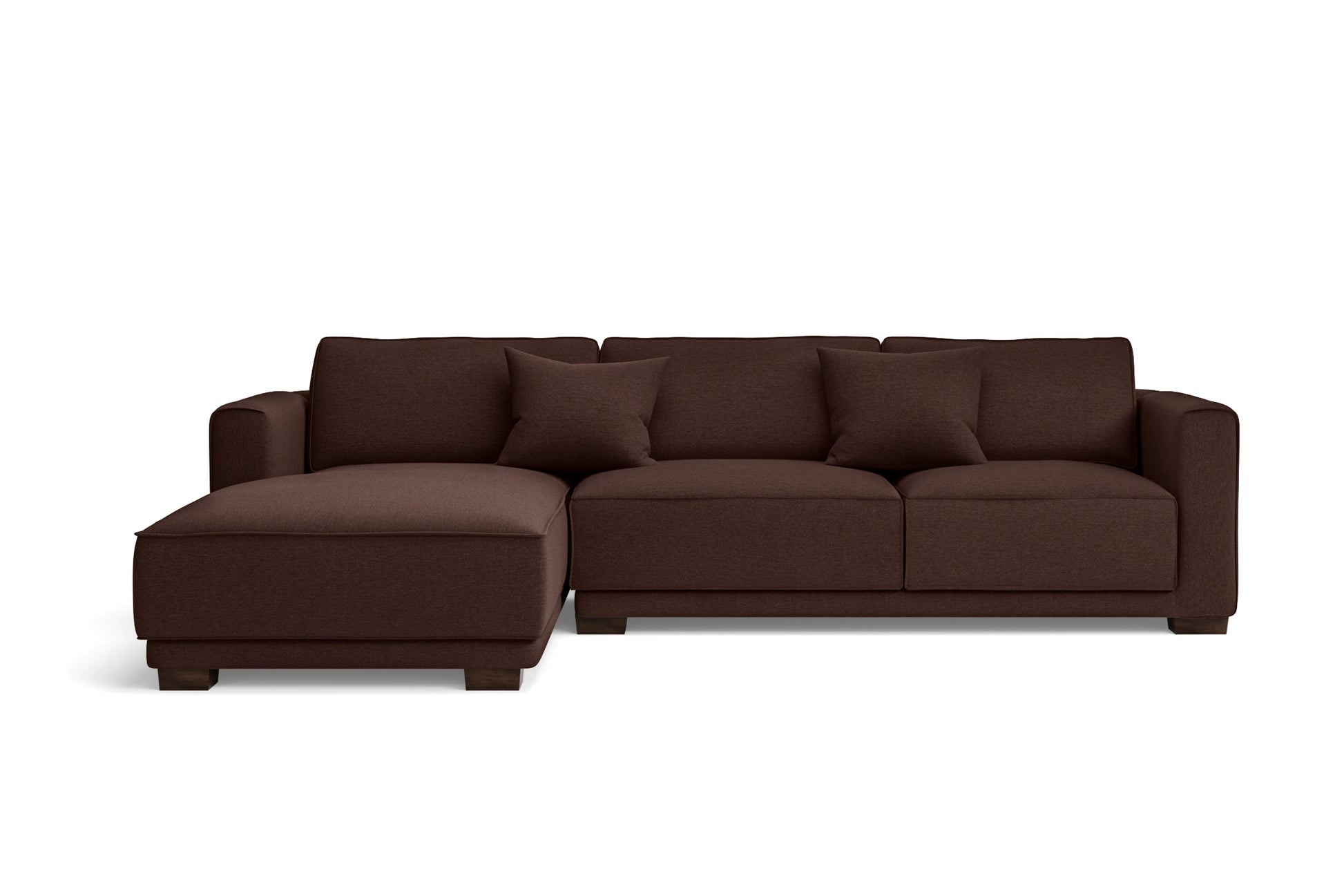 Barletta 3 Seater Left Hand Facing Chaise Lounge Corner Sofa Coffee Brown Linen Fabric