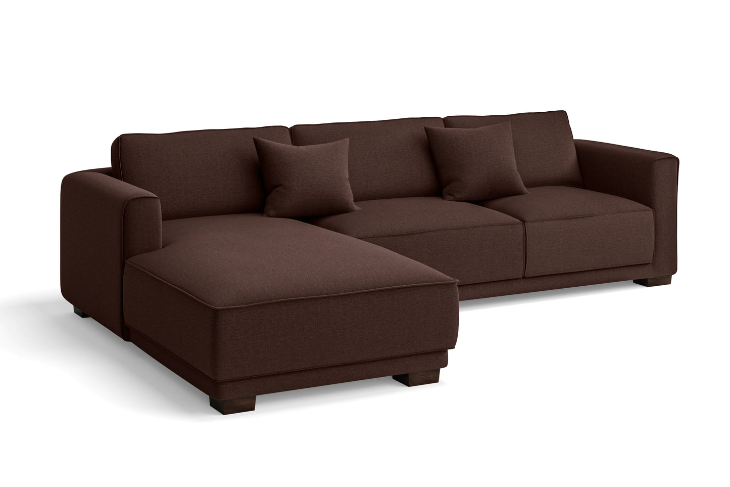 Barletta 3 Seater Left Hand Facing Chaise Lounge Corner Sofa Coffee Brown Linen Fabric