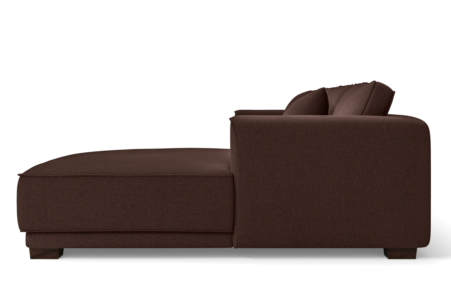 Barletta 3 Seater Left Hand Facing Chaise Lounge Corner Sofa Coffee Brown Linen Fabric