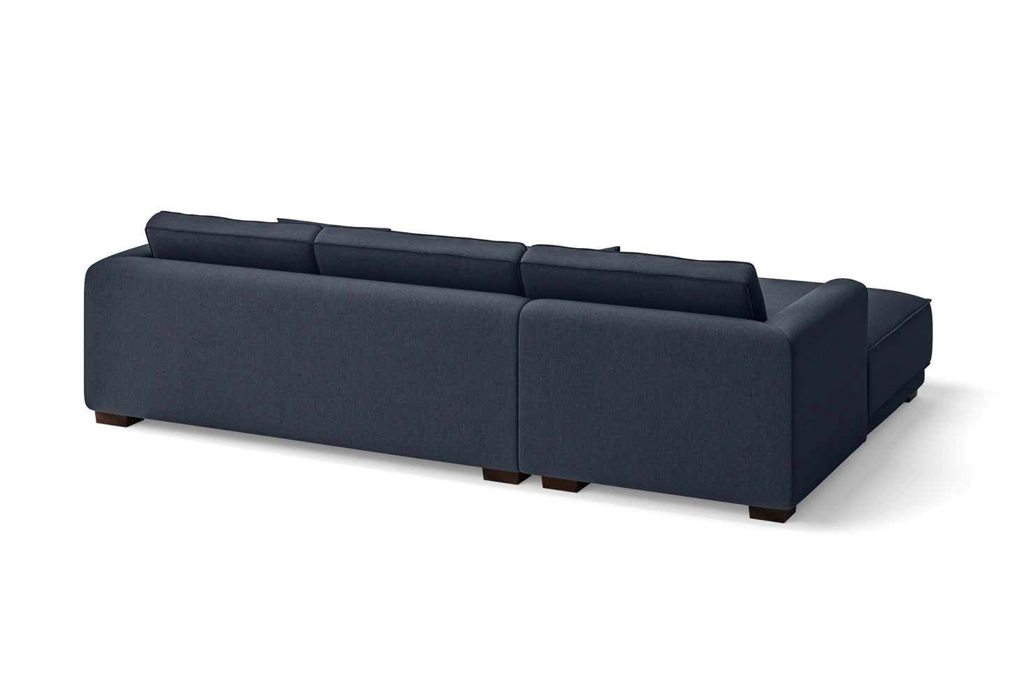 Barletta 3 Seater Left Hand Facing Chaise Lounge Corner Sofa Dark Blue Linen Fabric