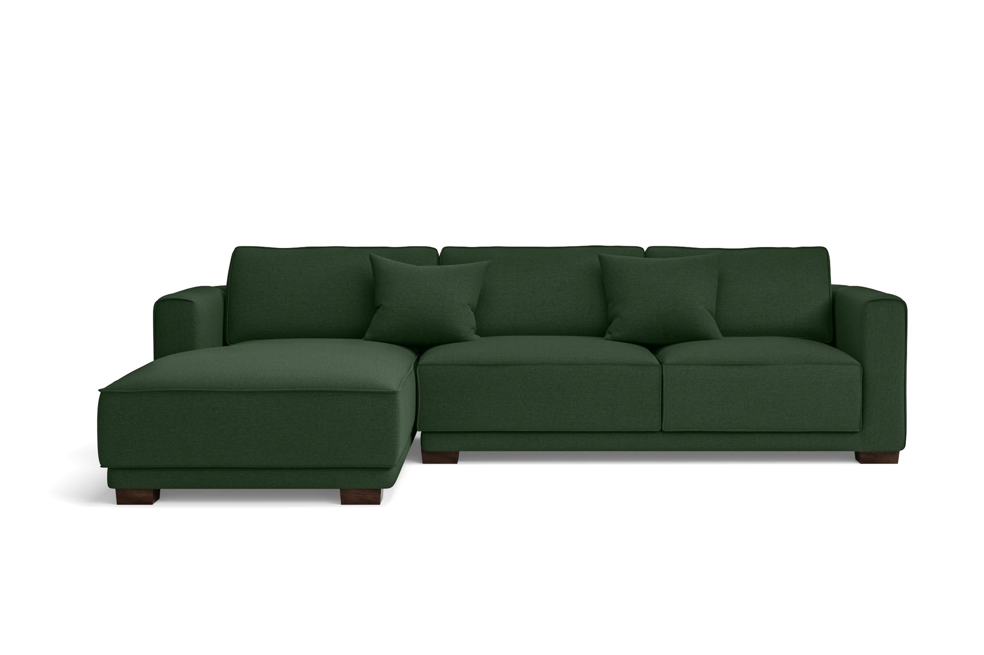 Barletta 3 Seater Left Hand Facing Chaise Lounge Corner Sofa Forest Green Linen Fabric