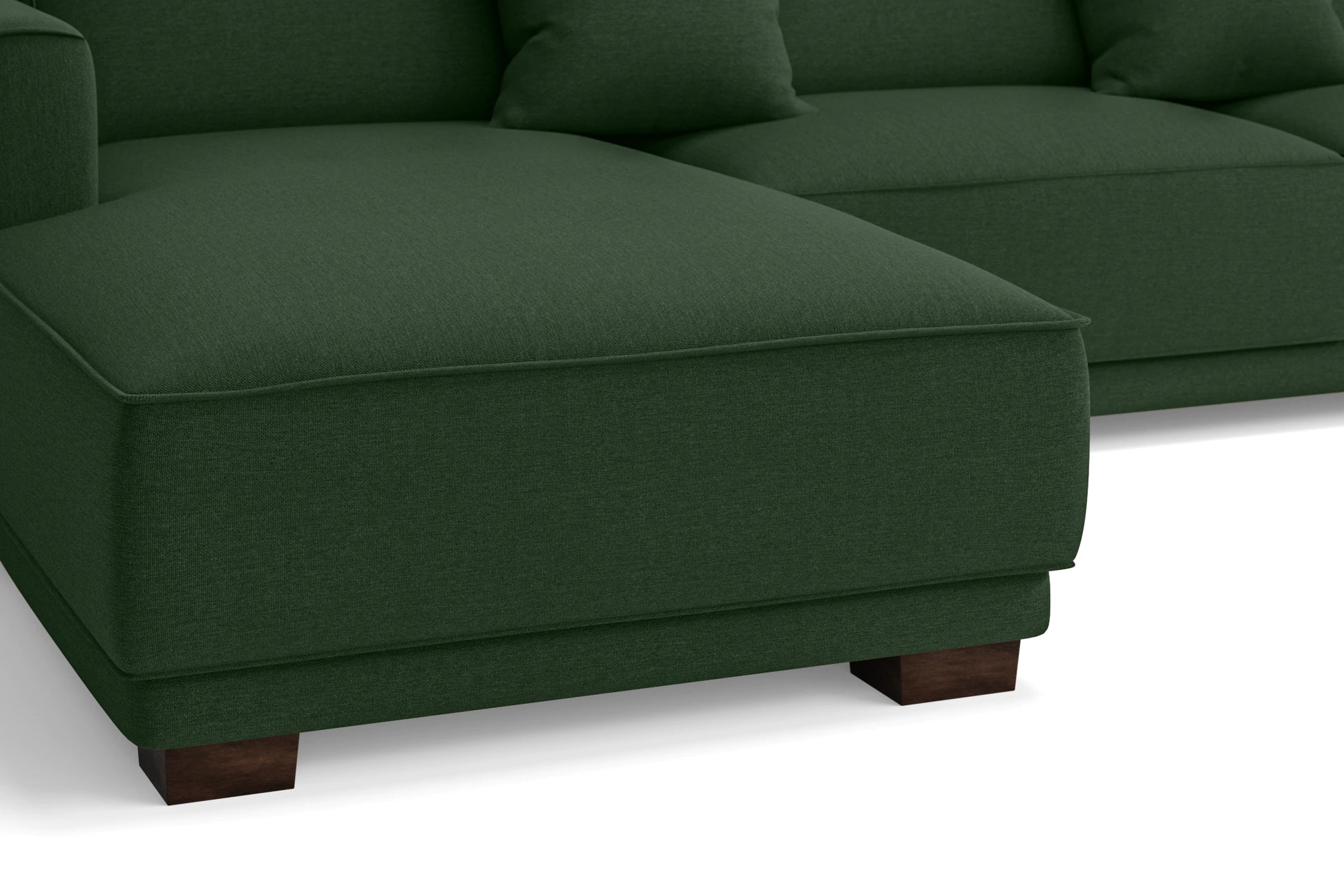 Barletta 3 Seater Left Hand Facing Chaise Lounge Corner Sofa Forest Green Linen Fabric