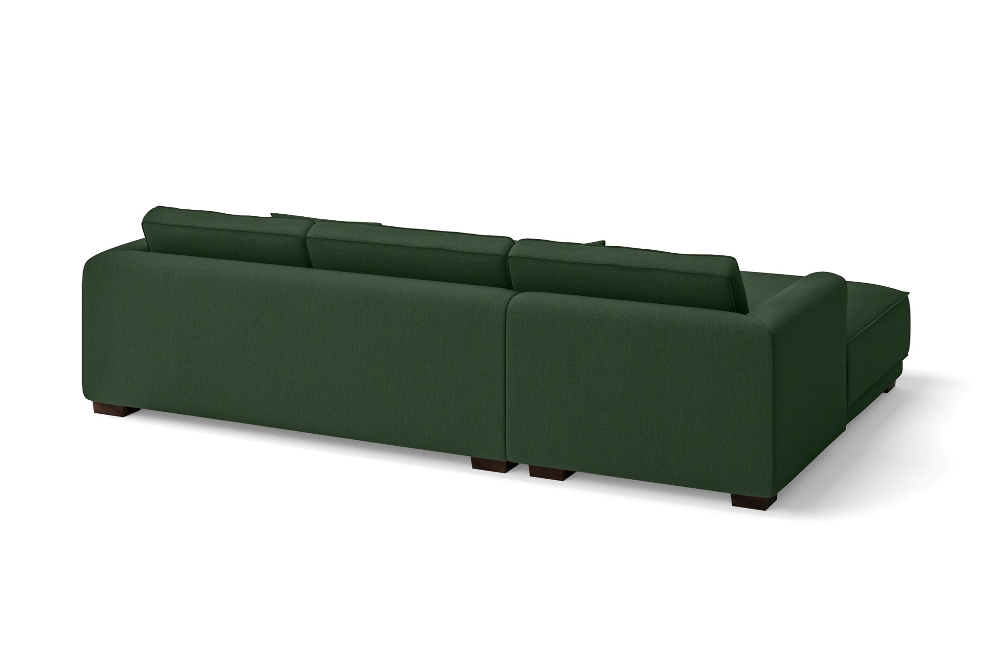 Barletta 3 Seater Left Hand Facing Chaise Lounge Corner Sofa Forest Green Linen Fabric