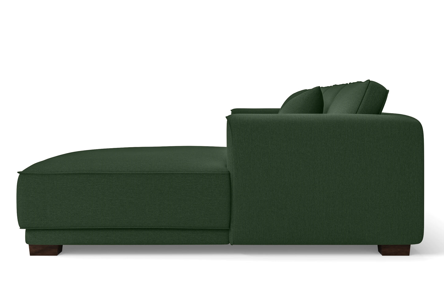 Barletta 3 Seater Left Hand Facing Chaise Lounge Corner Sofa Forest Green Linen Fabric