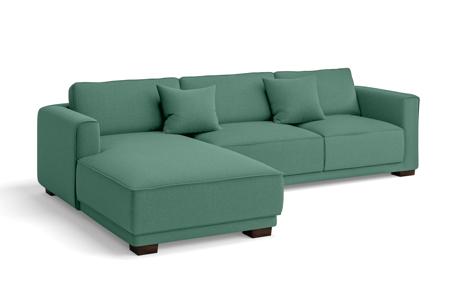 Barletta 3 Seater Left Hand Facing Chaise Lounge Corner Sofa Mint Green Linen Fabric