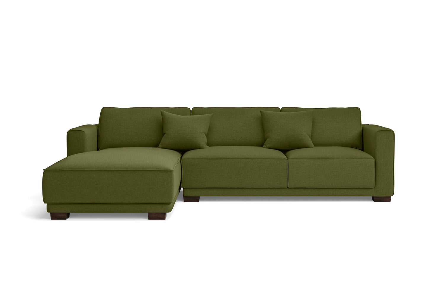 Barletta 3 Seater Left Hand Facing Chaise Lounge Corner Sofa Olive Linen Fabric