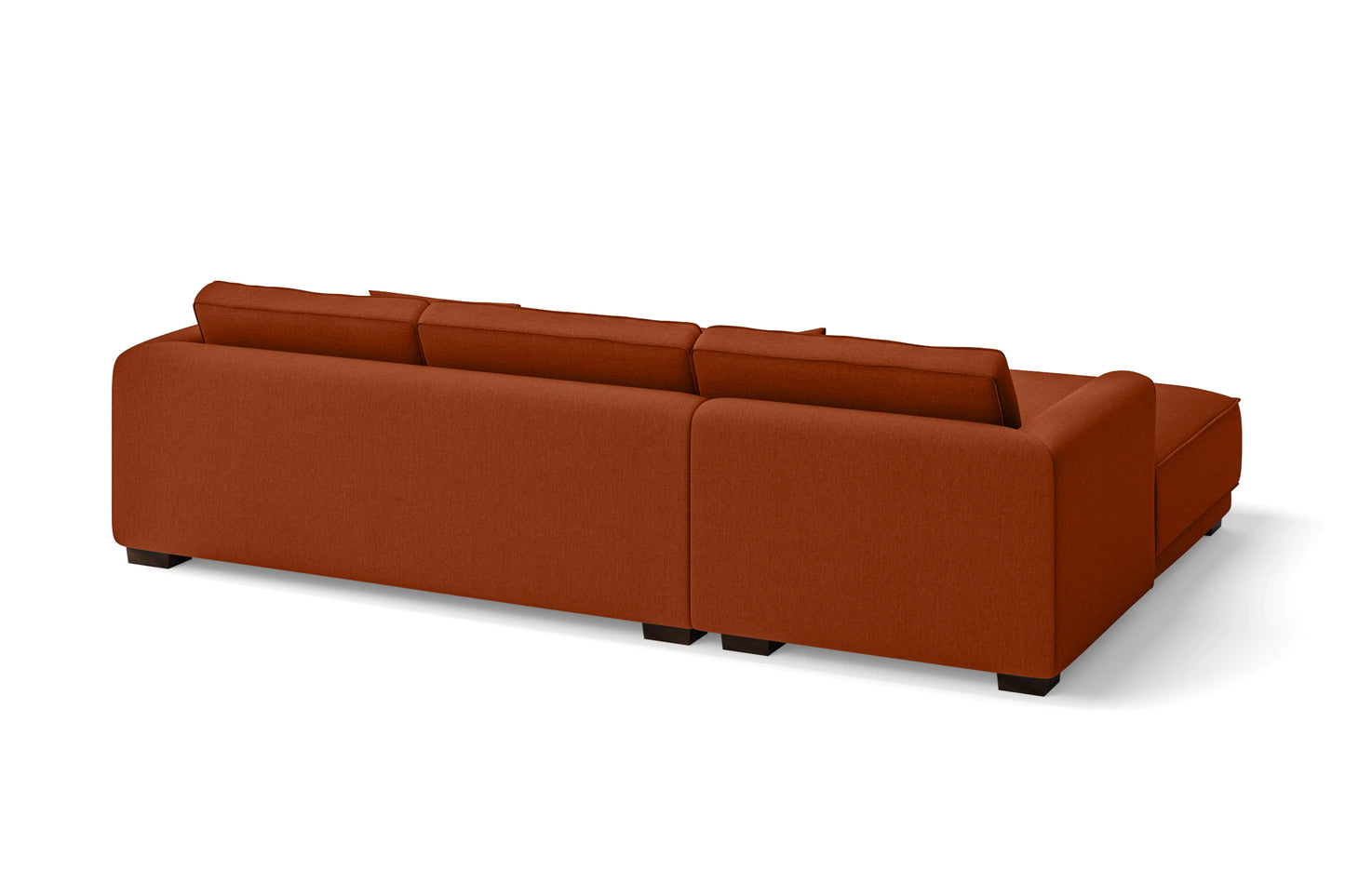 Barletta 3 Seater Left Hand Facing Chaise Lounge Corner Sofa Orange Linen Fabric