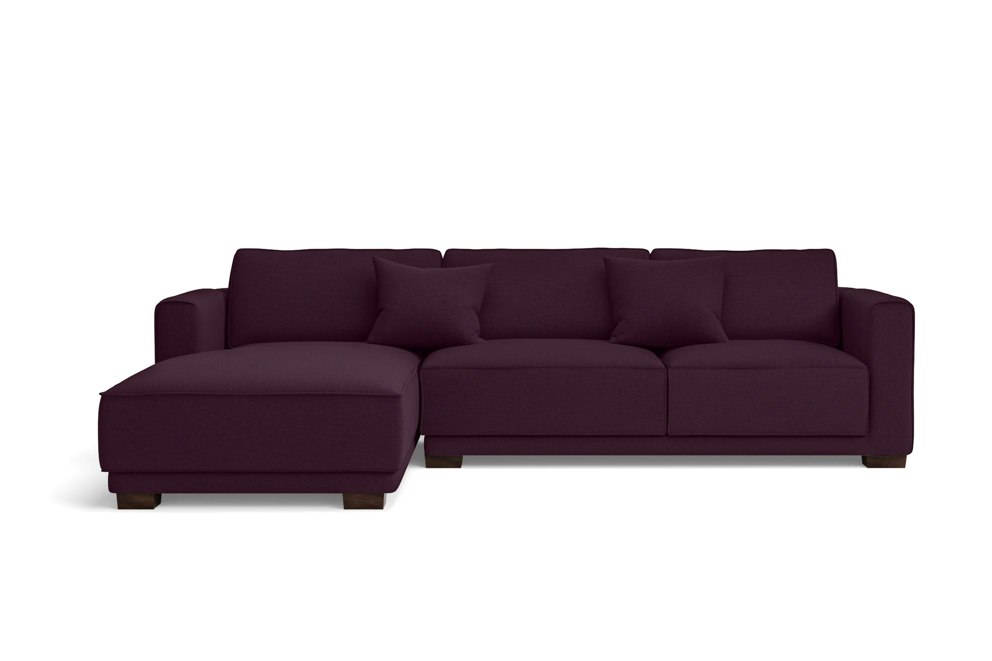 Barletta 3 Seater Left Hand Facing Chaise Lounge Corner Sofa Purple Linen Fabric