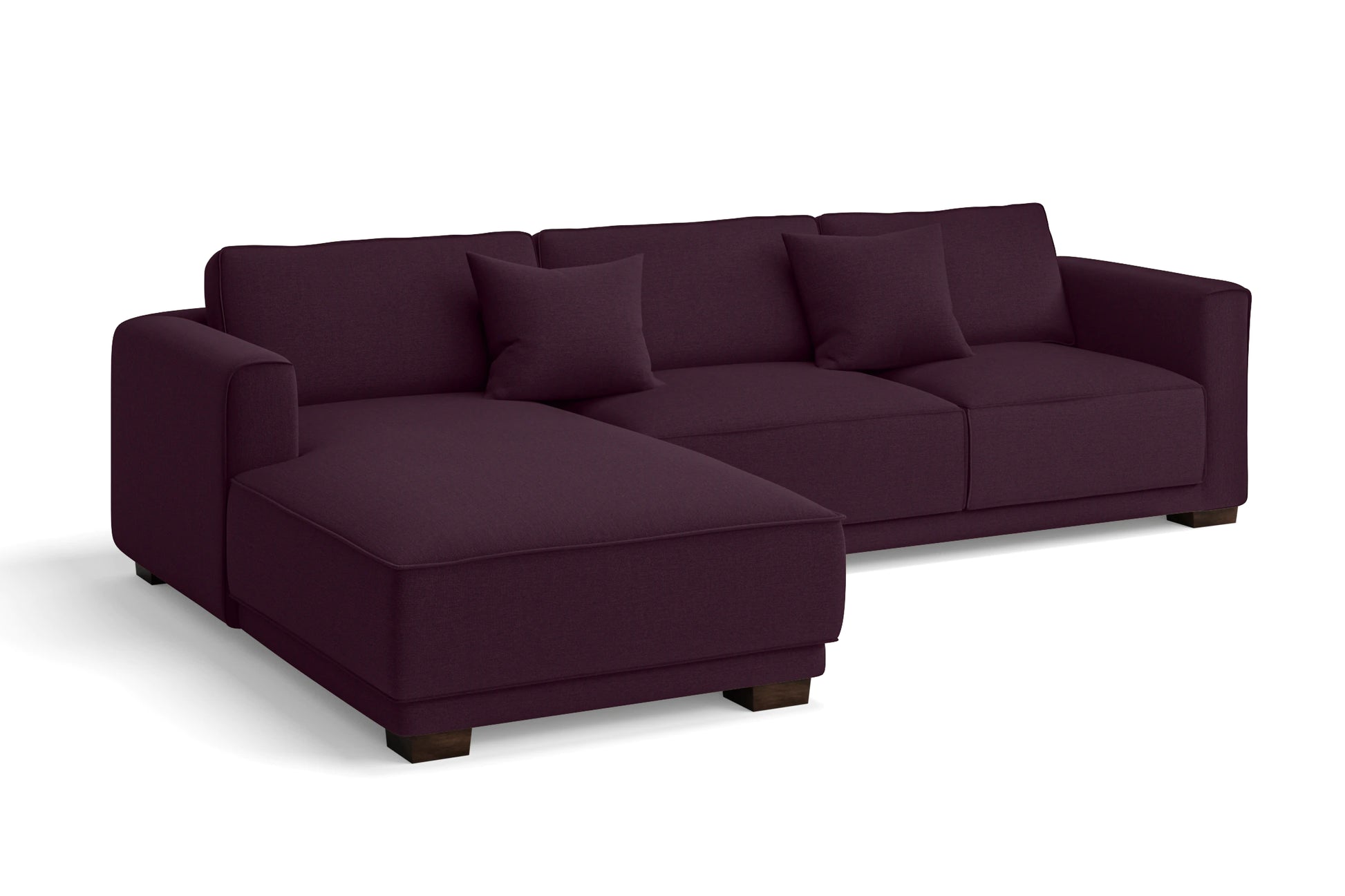 Barletta 3 Seater Left Hand Facing Chaise Lounge Corner Sofa Purple Linen Fabric