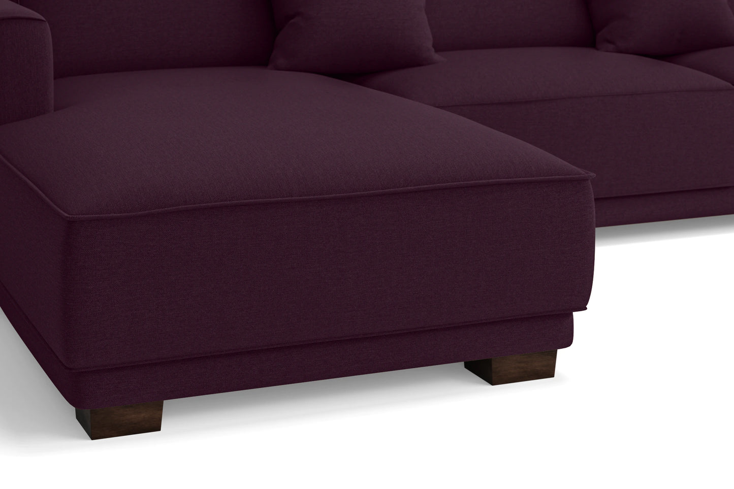 Barletta 3 Seater Left Hand Facing Chaise Lounge Corner Sofa Purple Linen Fabric