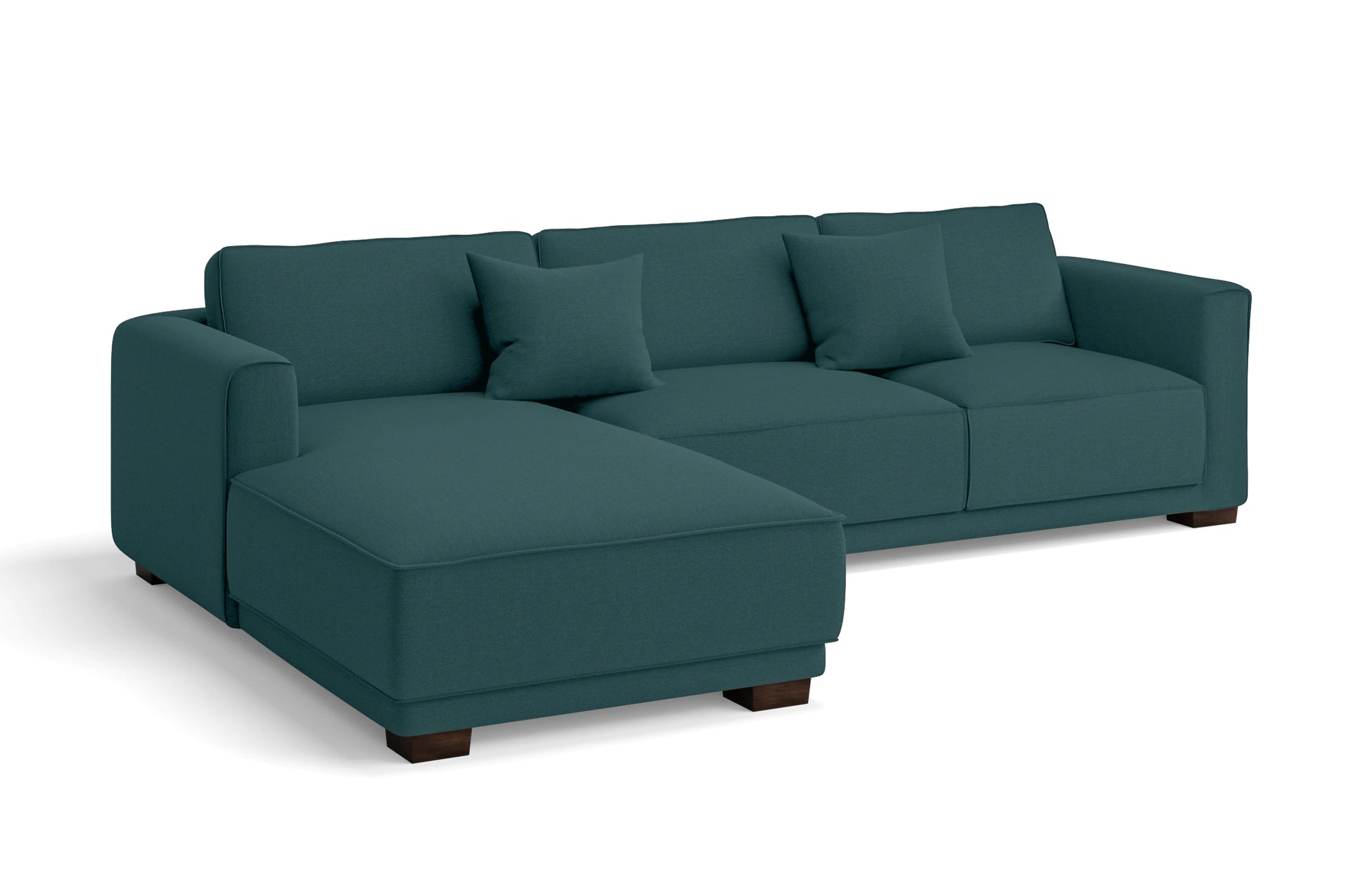 Barletta 3 Seater Left Hand Facing Chaise Lounge Corner Sofa Teal Linen Fabric