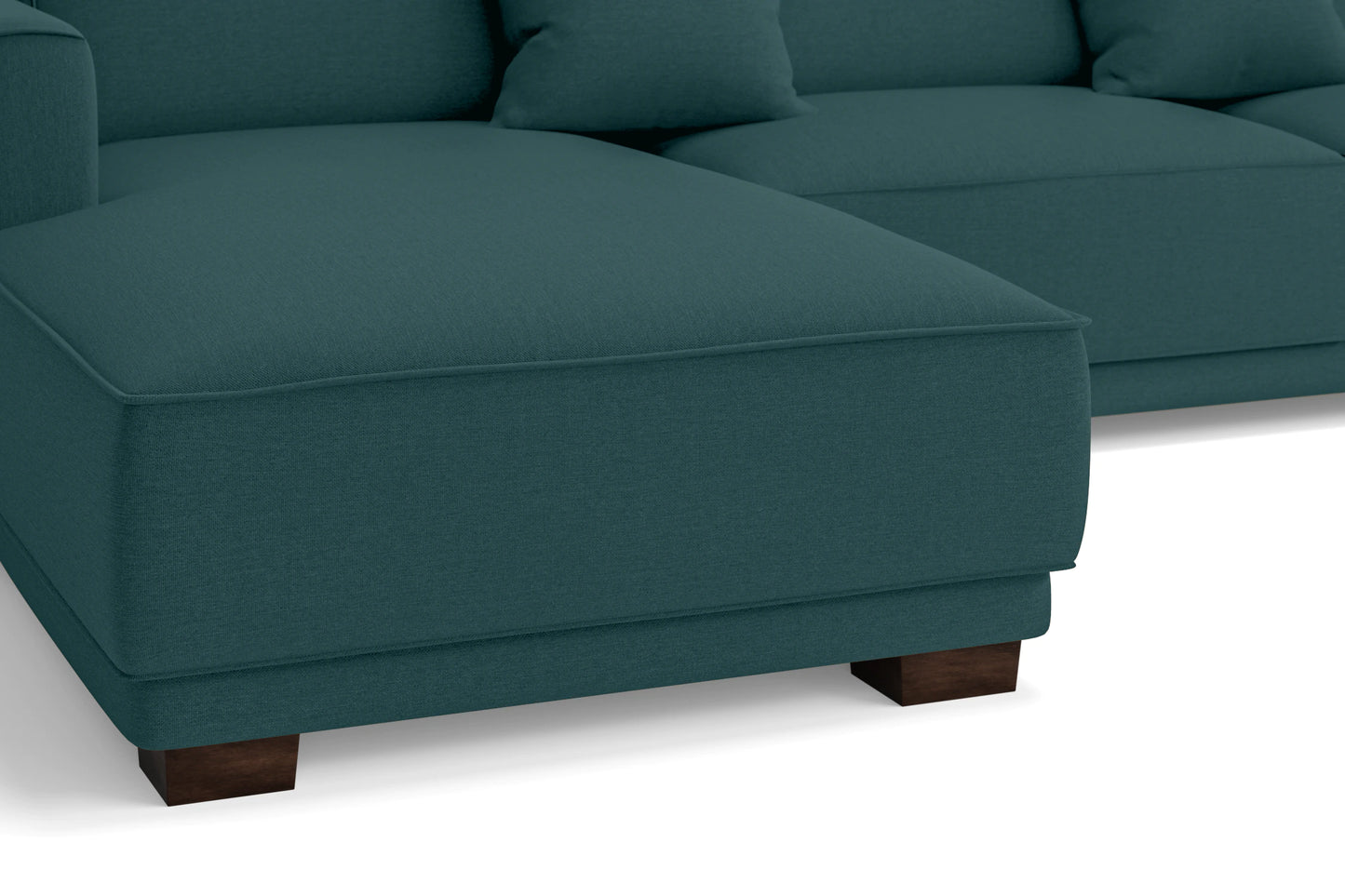 Barletta 3 Seater Left Hand Facing Chaise Lounge Corner Sofa Teal Linen Fabric