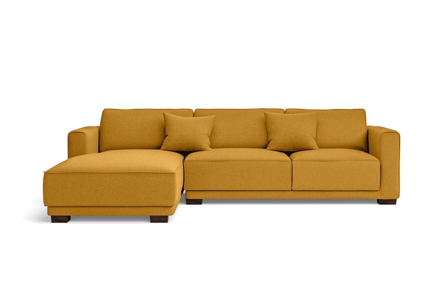 Barletta 3 Seater Left Hand Facing Chaise Lounge Corner Sofa Yellow Linen Fabric