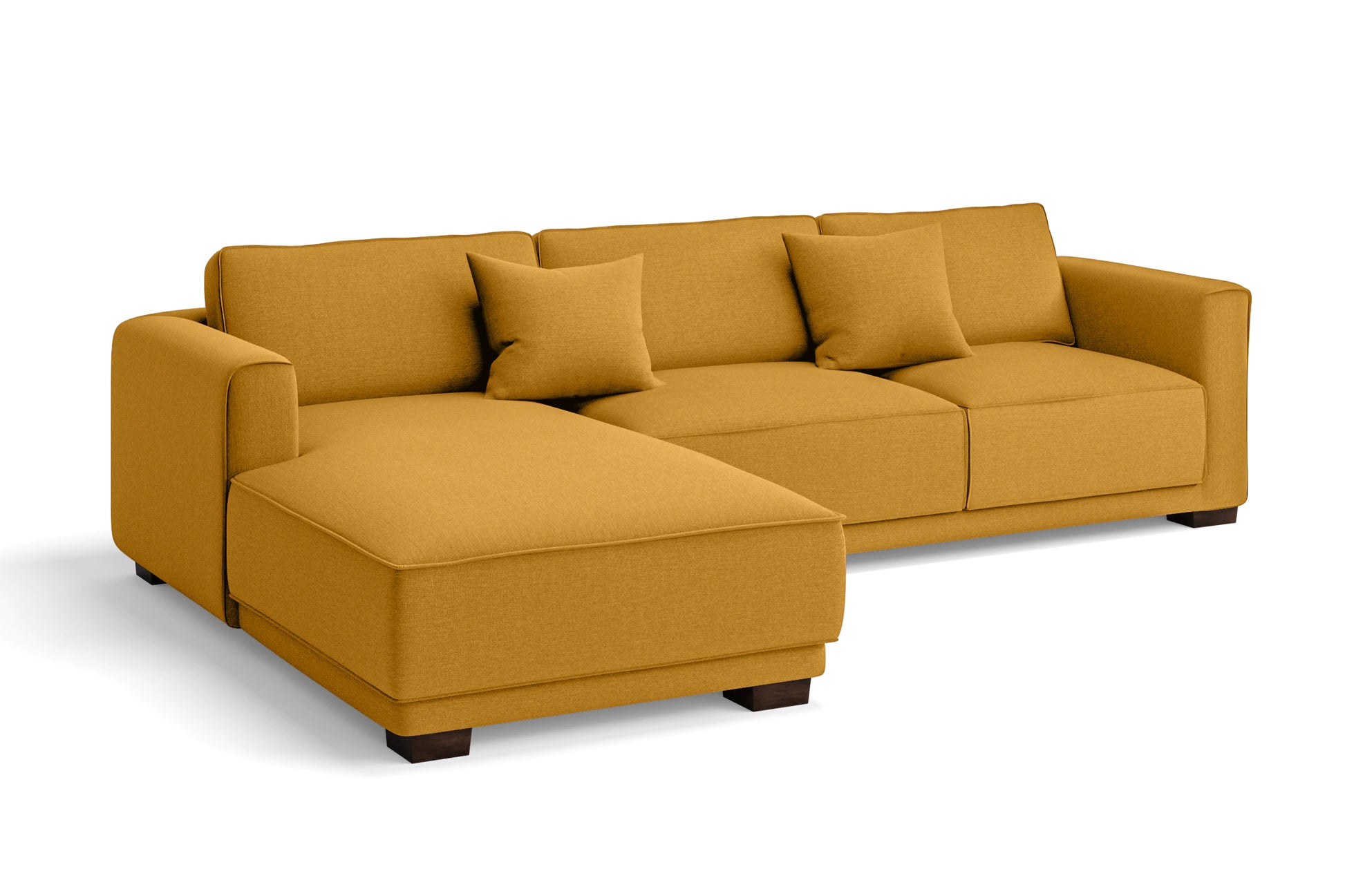 Barletta 3 Seater Left Hand Facing Chaise Lounge Corner Sofa Yellow Linen Fabric