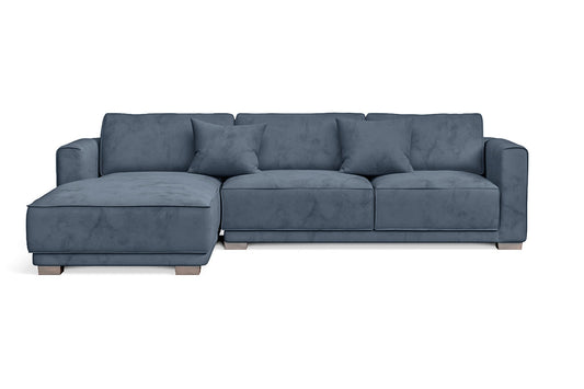 Barletta 3 Seater Left Hand Facing Chaise Lounge Corner Sofa Baby Blue Velvet