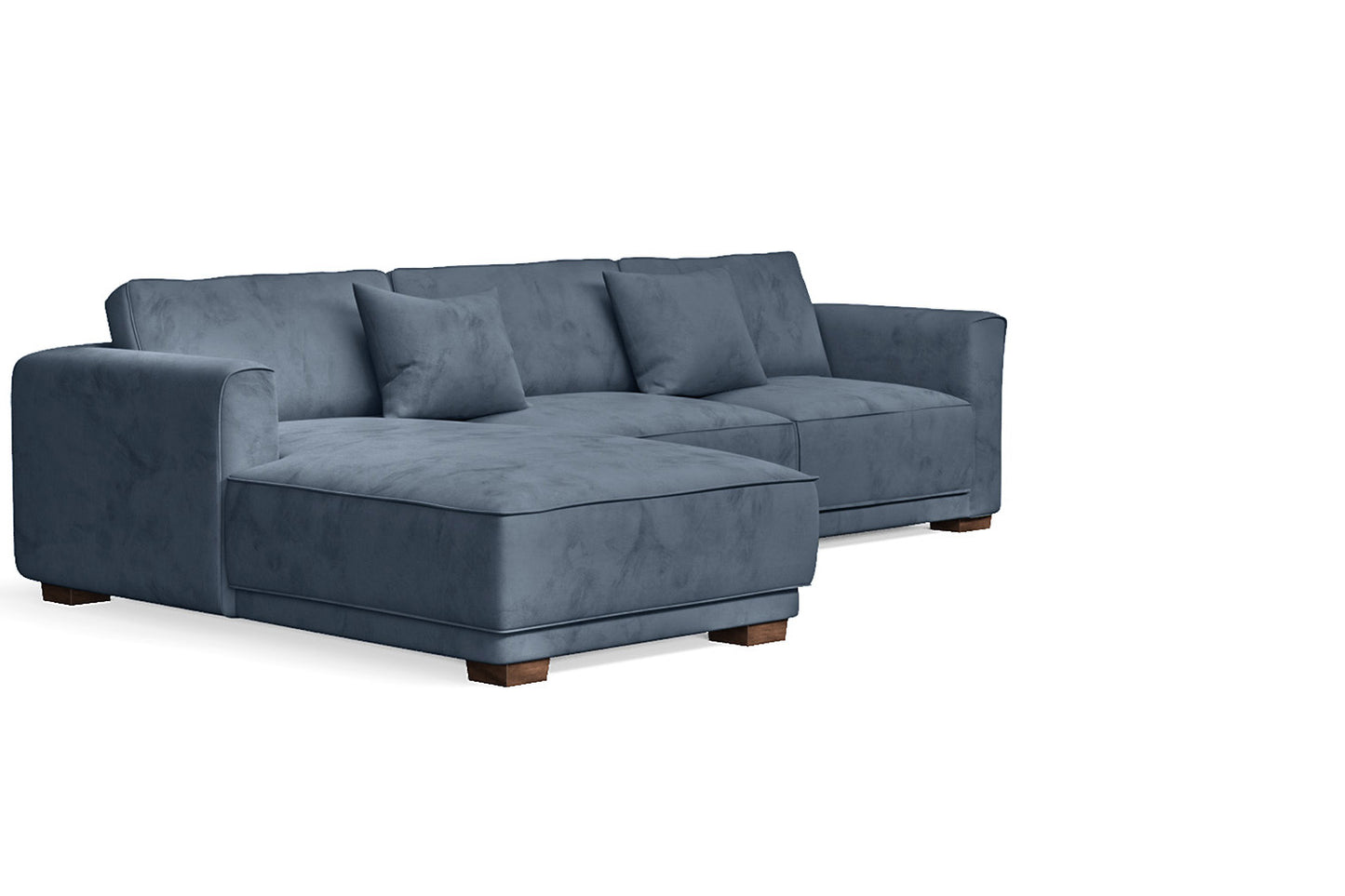 Barletta 3 Seater Left Hand Facing Chaise Lounge Corner Sofa Baby Blue Velvet