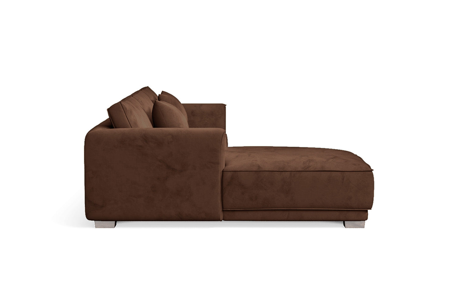 Barletta 3 Seater Left Hand Facing Chaise Lounge Corner Sofa Coffee Brown Velvet