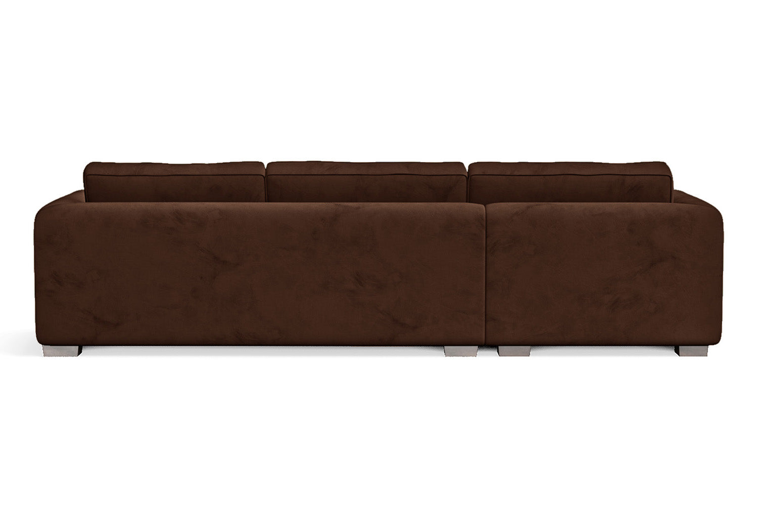 Barletta 3 Seater Left Hand Facing Chaise Lounge Corner Sofa Coffee Brown Velvet