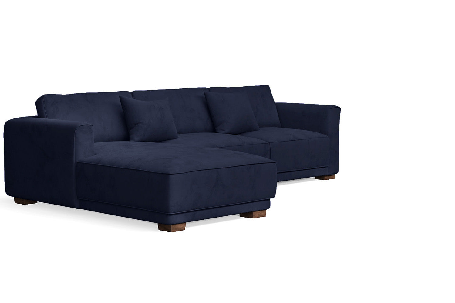 Barletta 3 Seater Left Hand Facing Chaise Lounge Corner Sofa Dark Blue Velvet