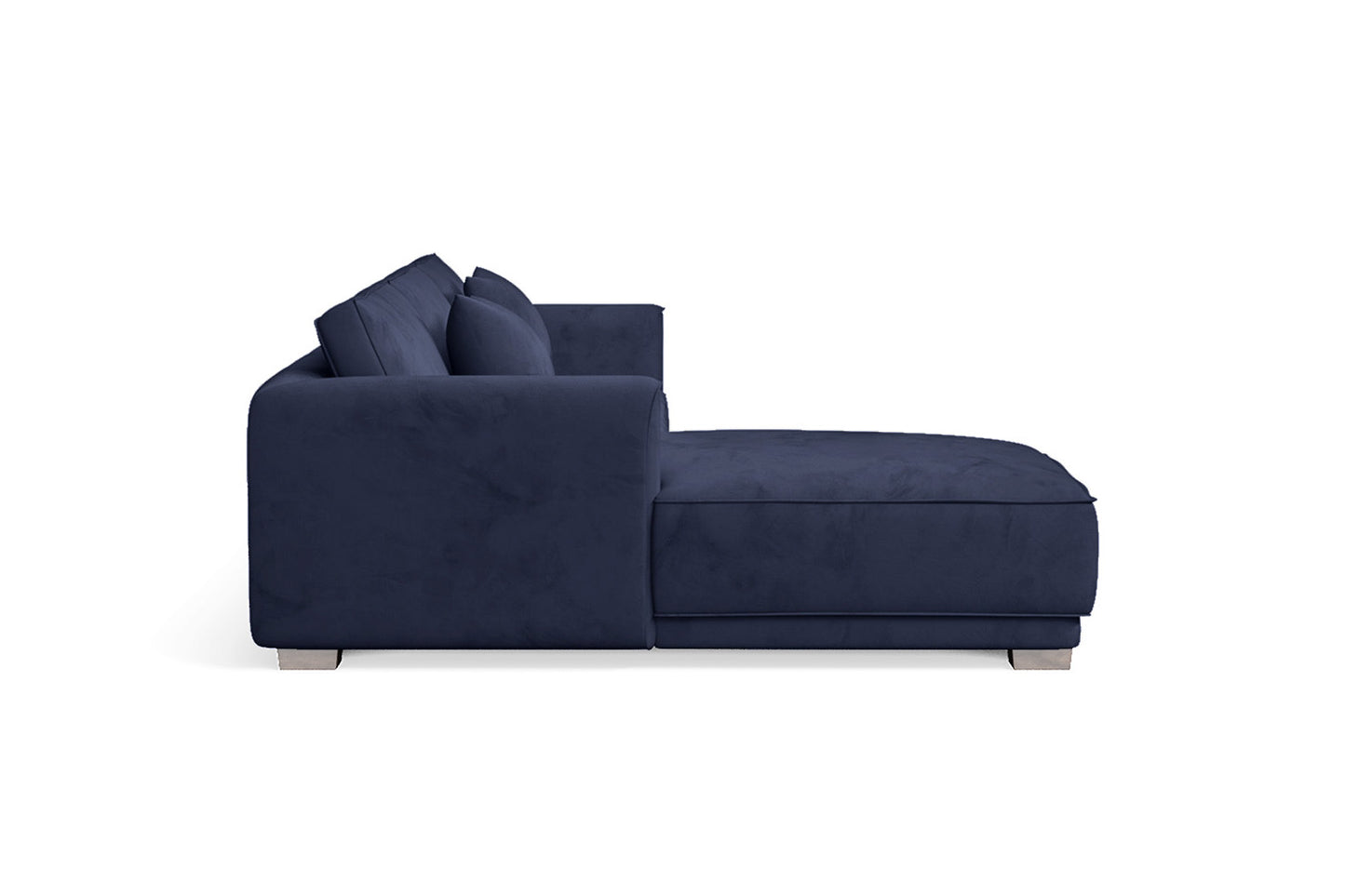 Barletta 3 Seater Left Hand Facing Chaise Lounge Corner Sofa Dark Blue Velvet