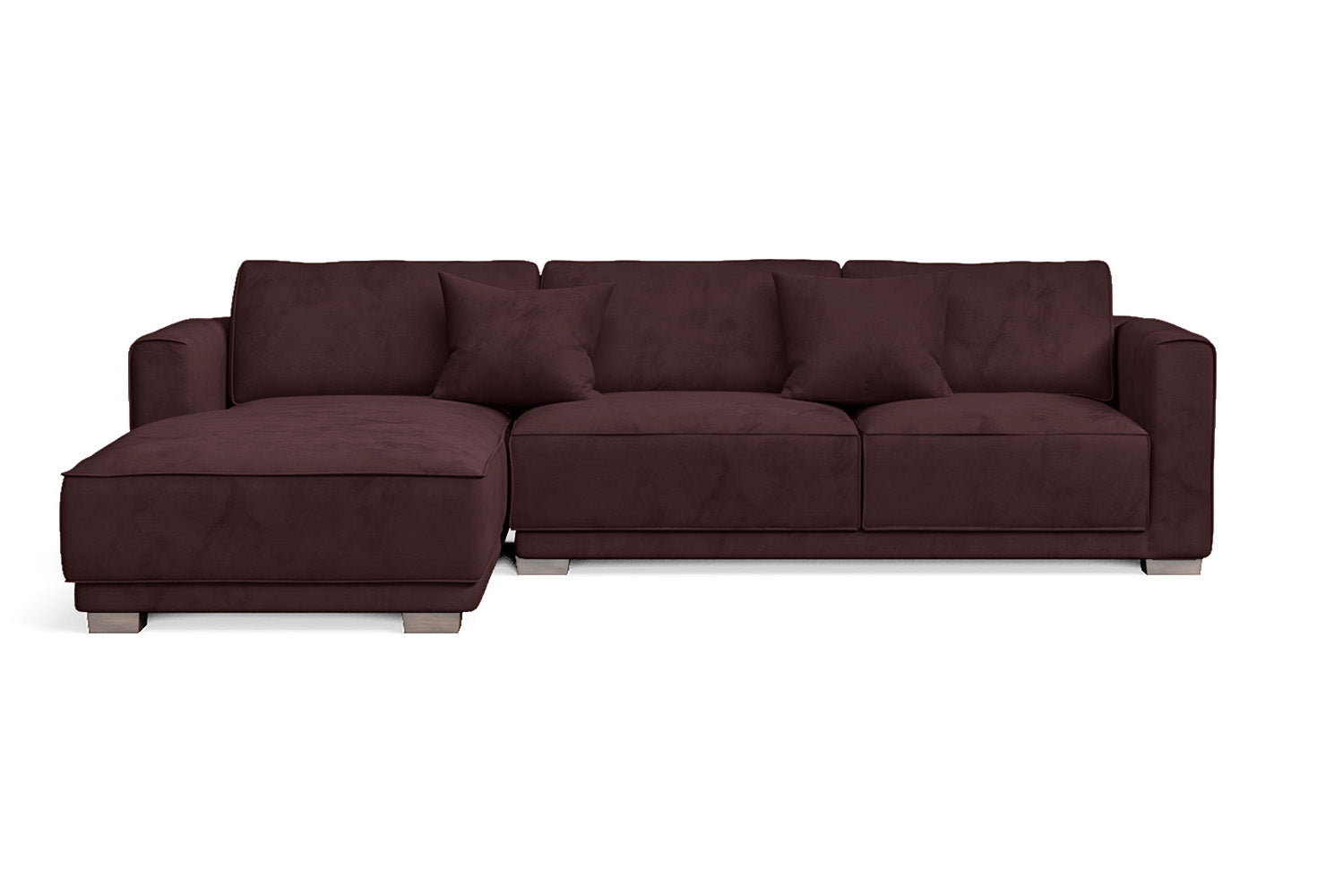 Barletta 3 Seater Left Hand Facing Chaise Lounge Corner Sofa Grape Velvet