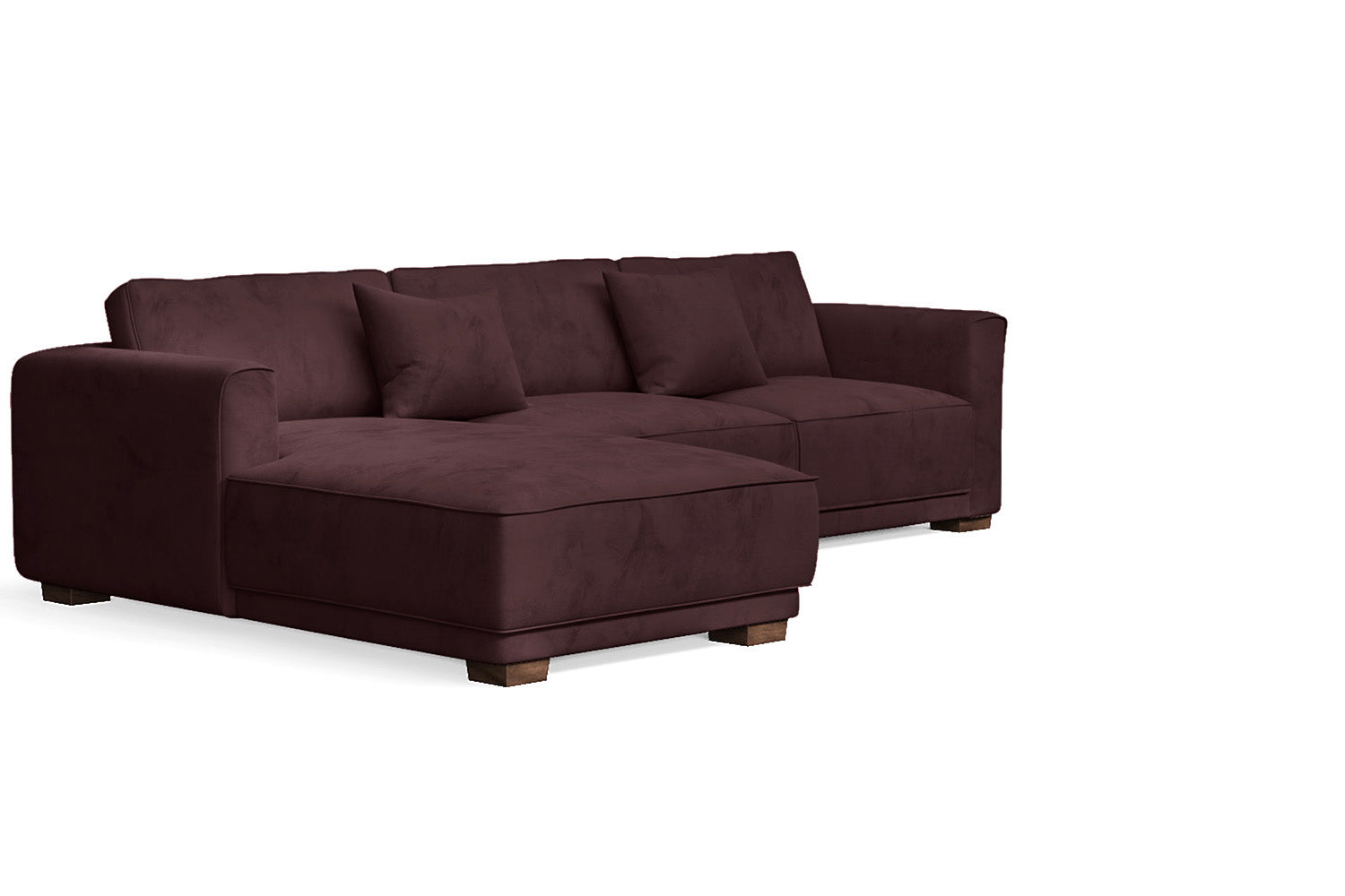 Barletta 3 Seater Left Hand Facing Chaise Lounge Corner Sofa Grape Velvet