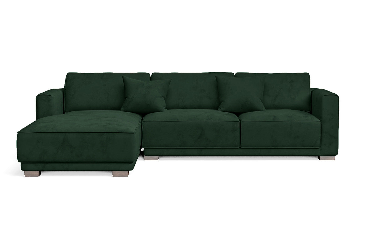 Barletta 3 Seater Left Hand Facing Chaise Lounge Corner Sofa Green Velvet