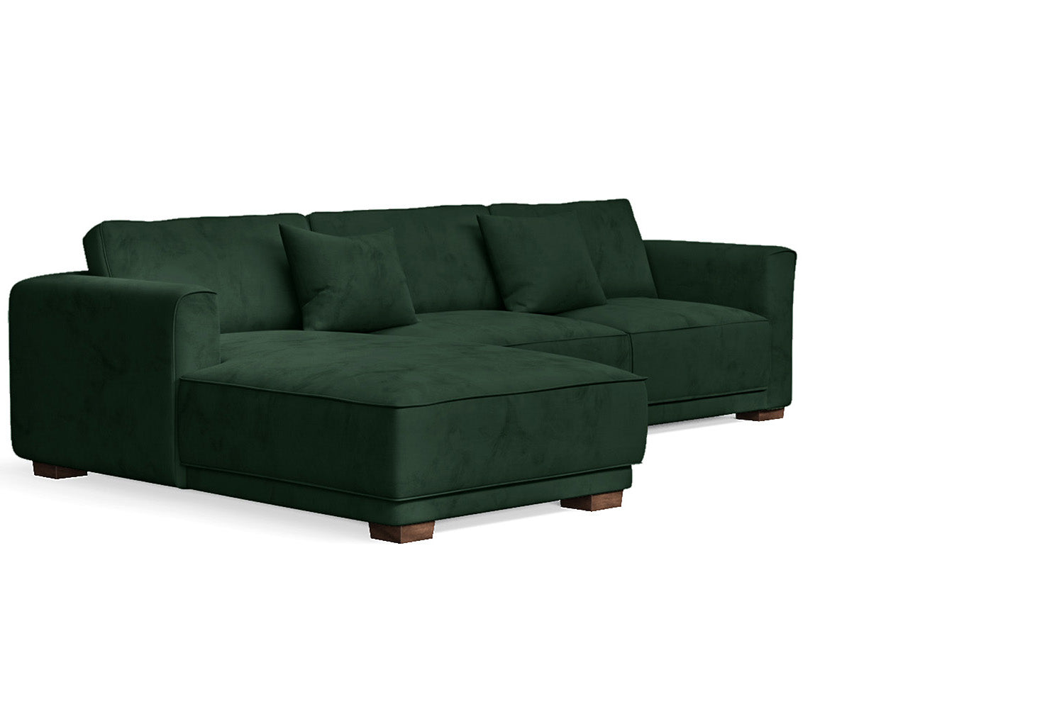 Barletta 3 Seater Left Hand Facing Chaise Lounge Corner Sofa Green Velvet