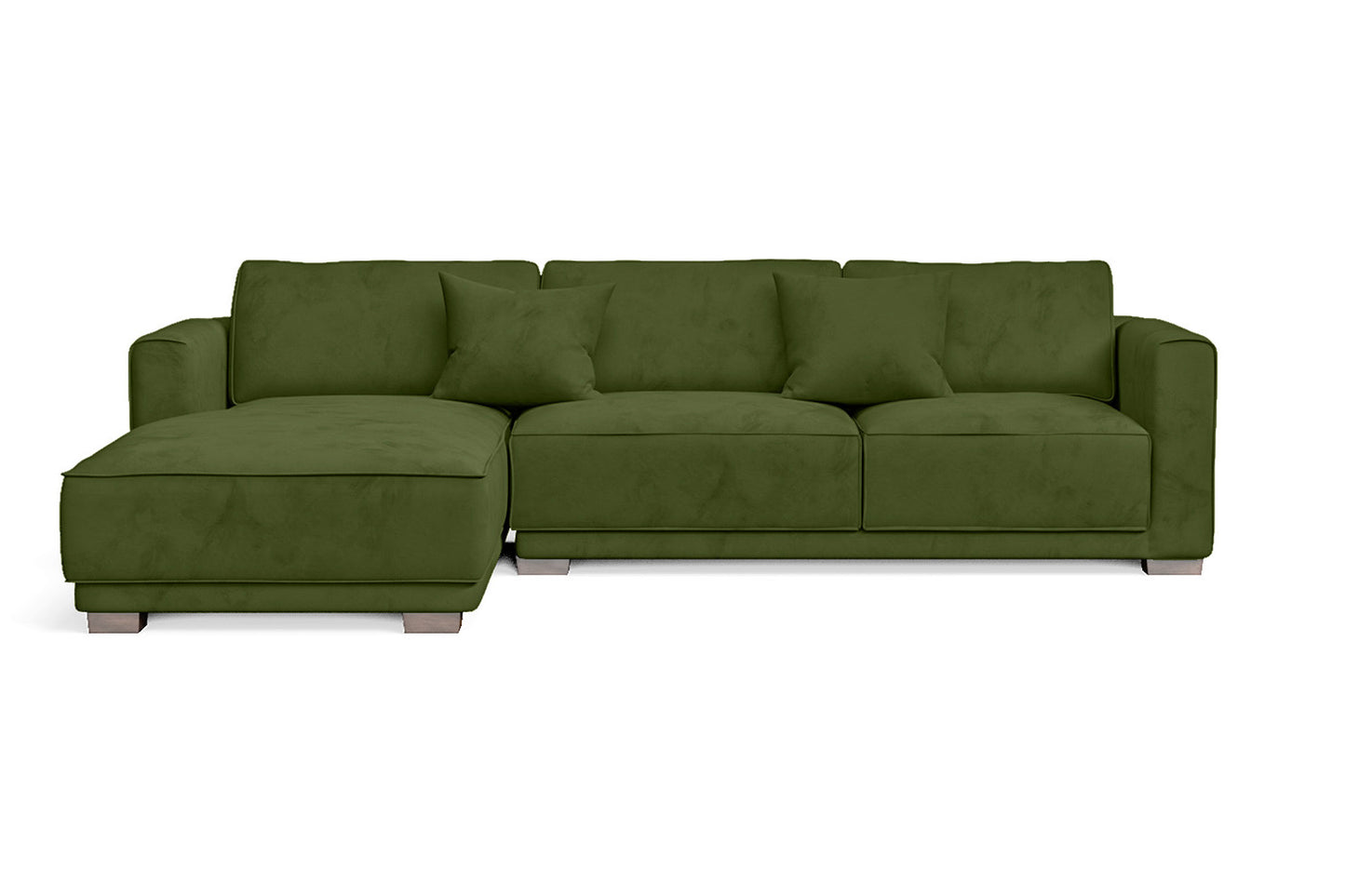 Barletta 3 Seater Left Hand Facing Chaise Lounge Corner Sofa Lime Velvet