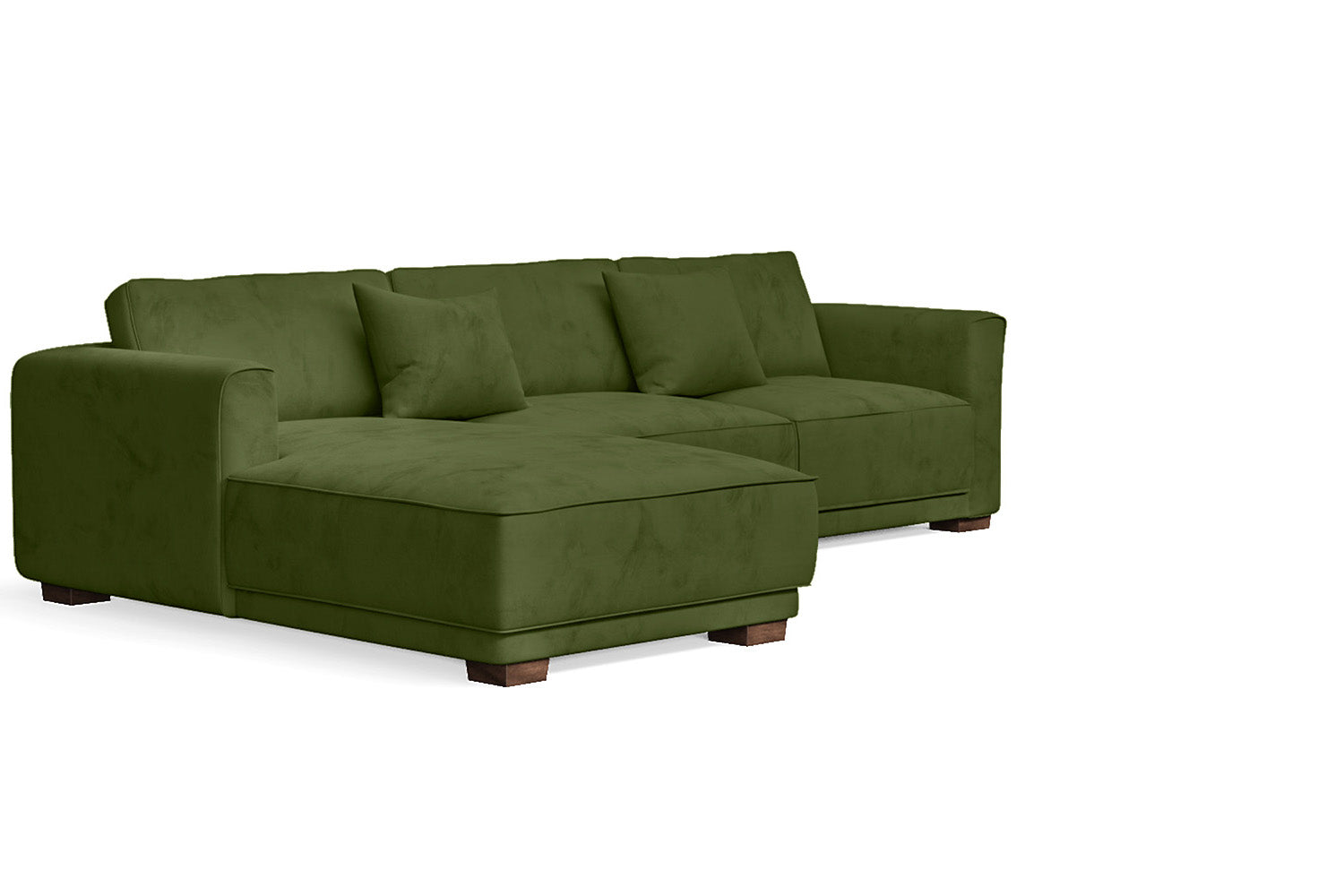 Barletta 3 Seater Left Hand Facing Chaise Lounge Corner Sofa Lime Velvet