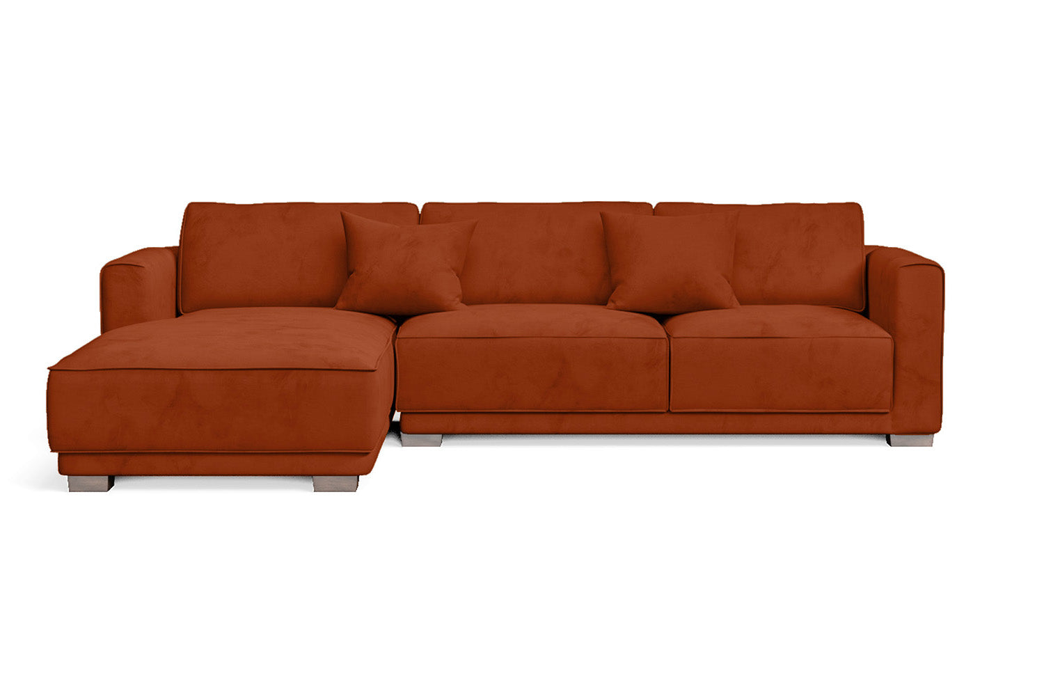 Barletta 3 Seater Left Hand Facing Chaise Lounge Corner Sofa Orange Velvet