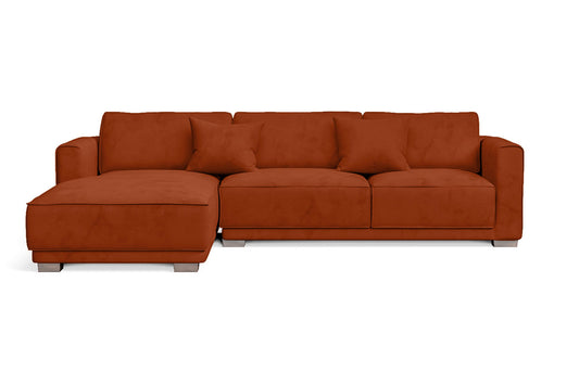 Barletta 3 Seater Left Hand Facing Chaise Lounge Corner Sofa Orange Velvet