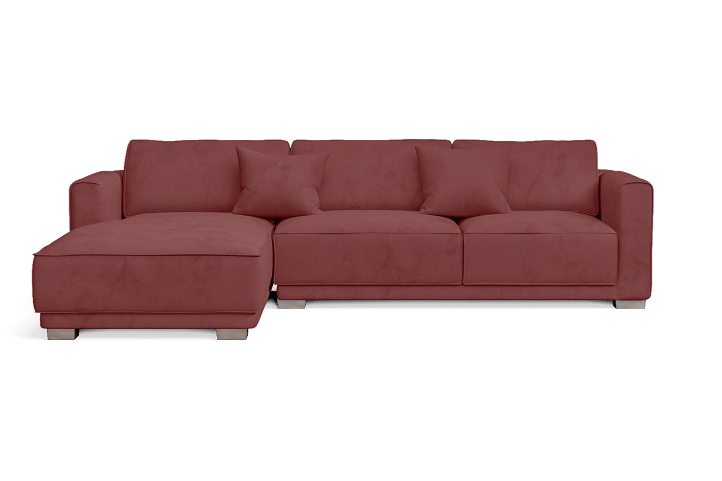 Barletta 3 Seater Left Hand Facing Chaise Lounge Corner Sofa Pink Velvet