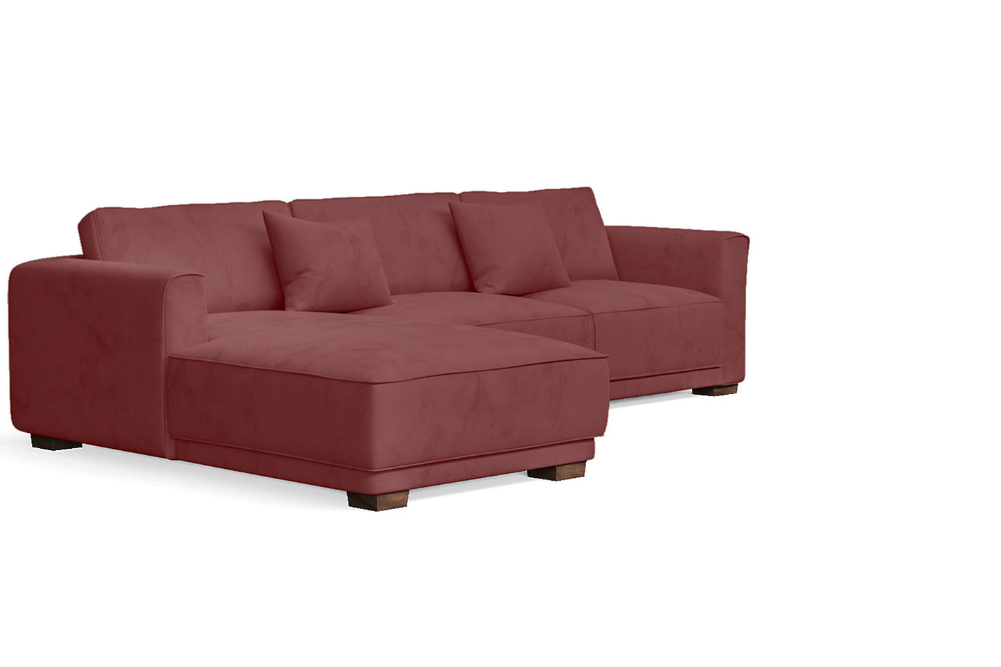 Barletta 3 Seater Left Hand Facing Chaise Lounge Corner Sofa Pink Velvet