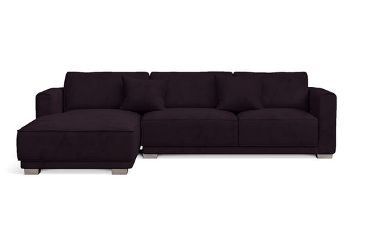 Barletta 3 Seater Left Hand Facing Chaise Lounge Corner Sofa Purple Velvet