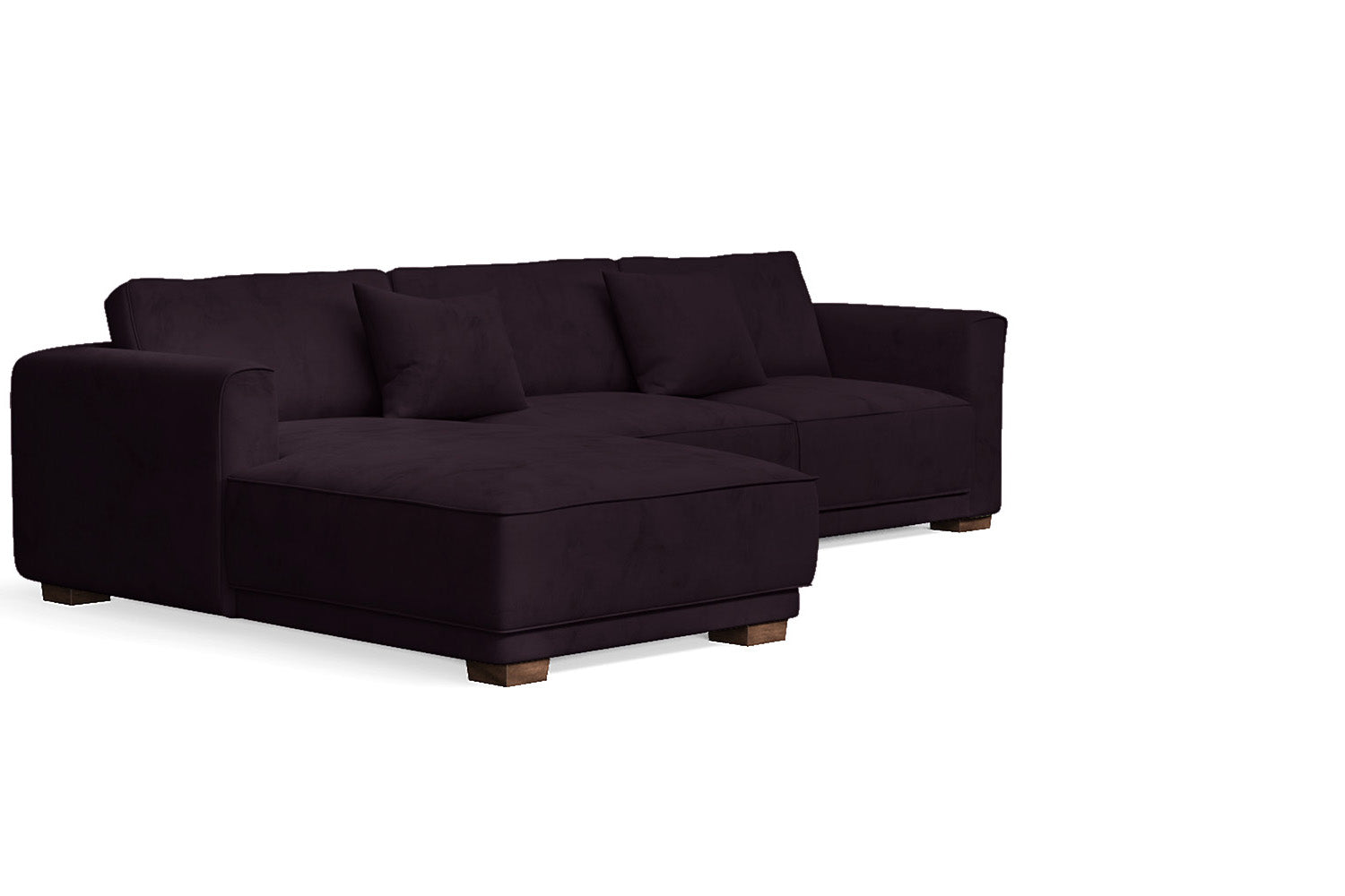 Barletta 3 Seater Left Hand Facing Chaise Lounge Corner Sofa Purple Velvet