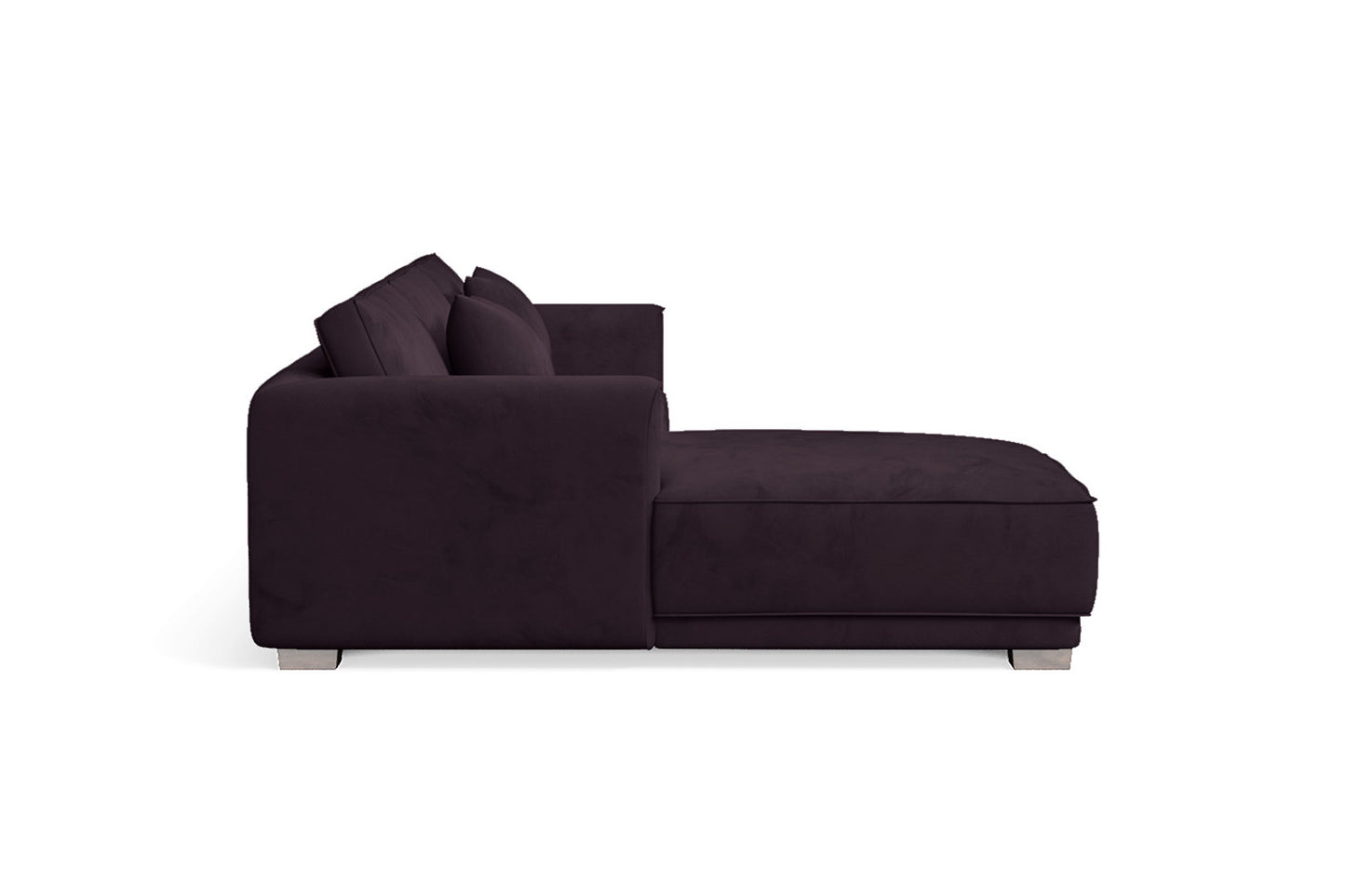 Barletta 3 Seater Left Hand Facing Chaise Lounge Corner Sofa Purple Velvet