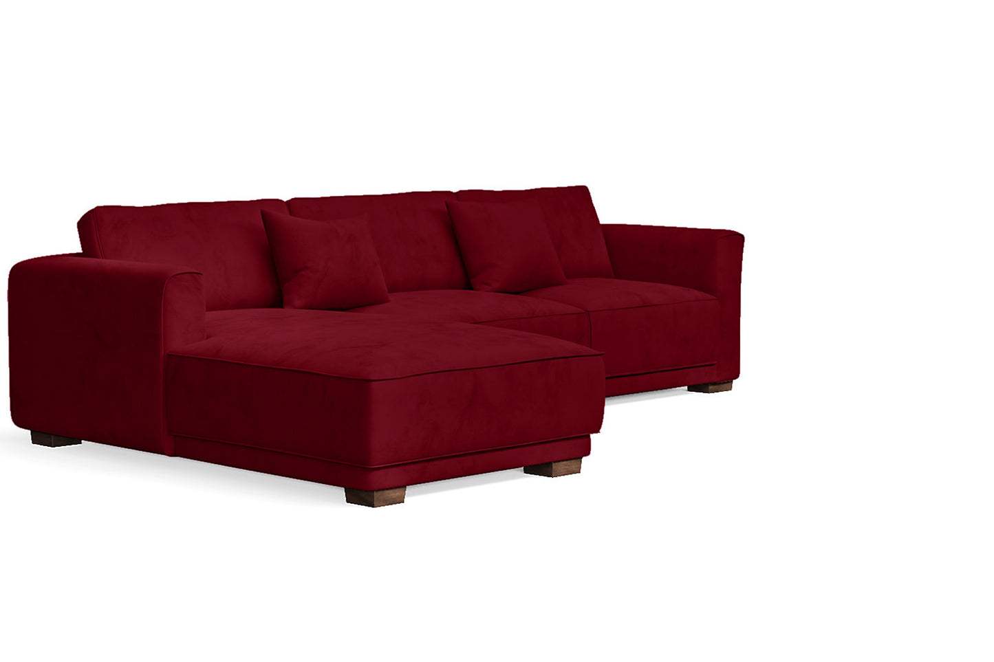 Barletta 3 Seater Left Hand Facing Chaise Lounge Corner Sofa Red Velvet