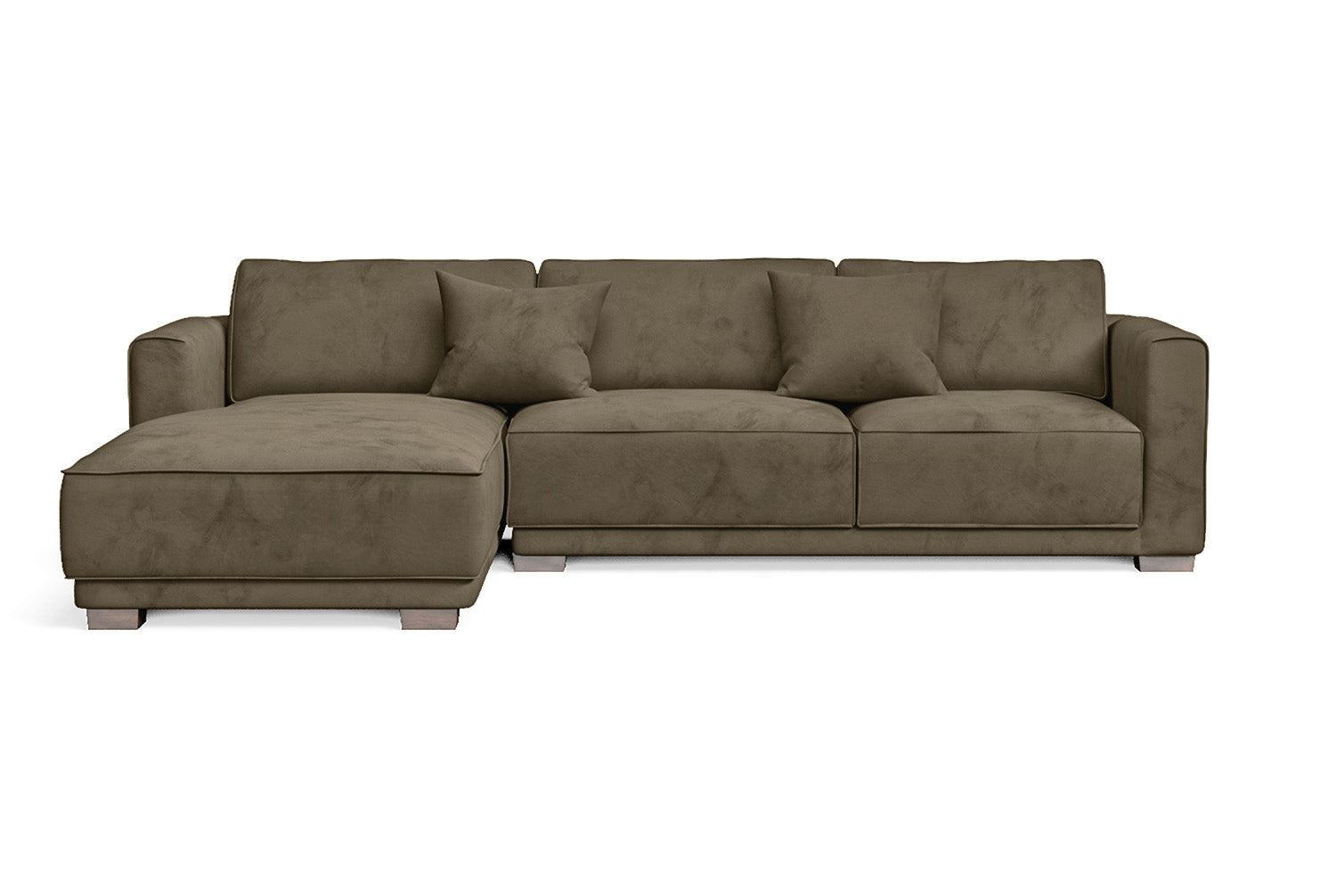 Barletta 3 Seater Left Hand Facing Chaise Lounge Corner Sofa Sand Velvet