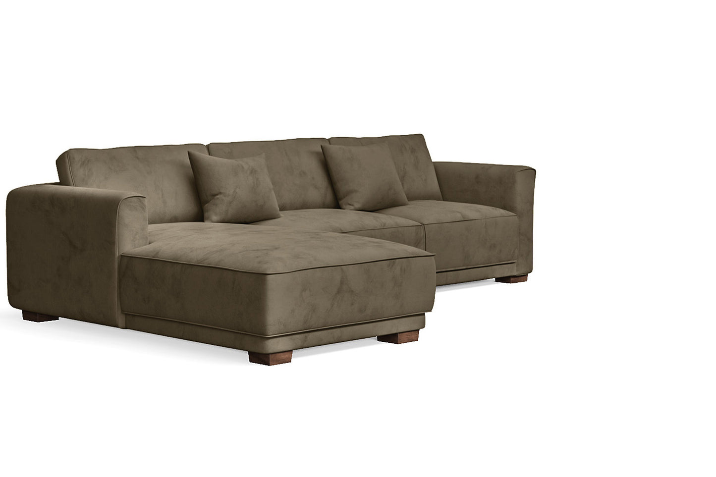 Barletta 3 Seater Left Hand Facing Chaise Lounge Corner Sofa Sand Velvet