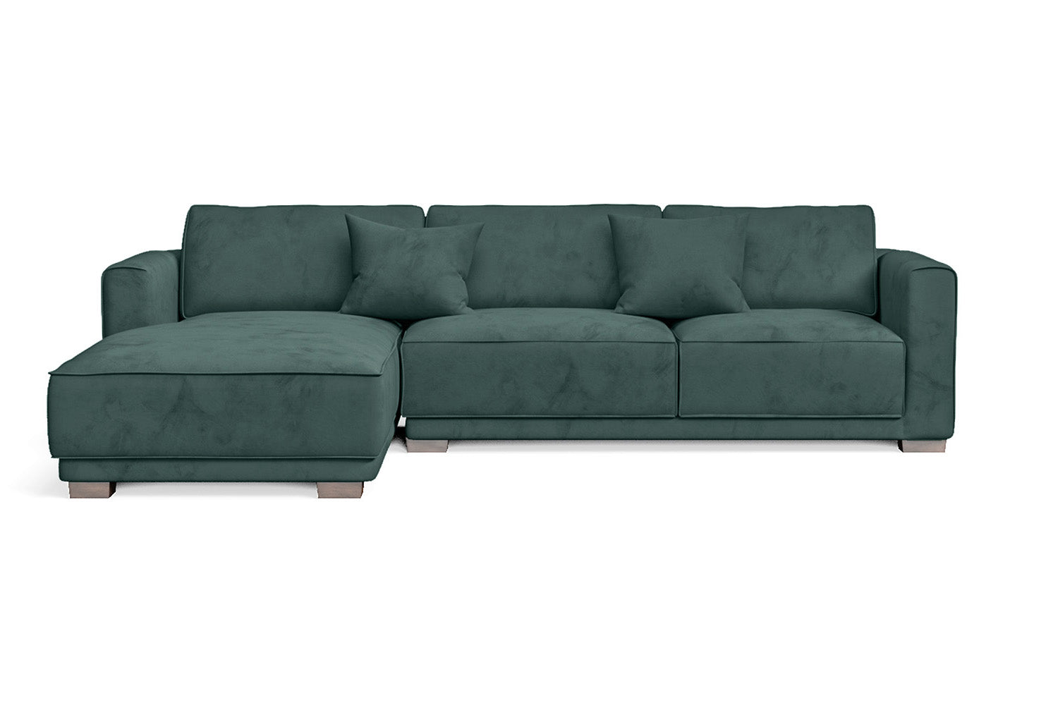 Barletta 3 Seater Left Hand Facing Chaise Lounge Corner Sofa Teal Velvet