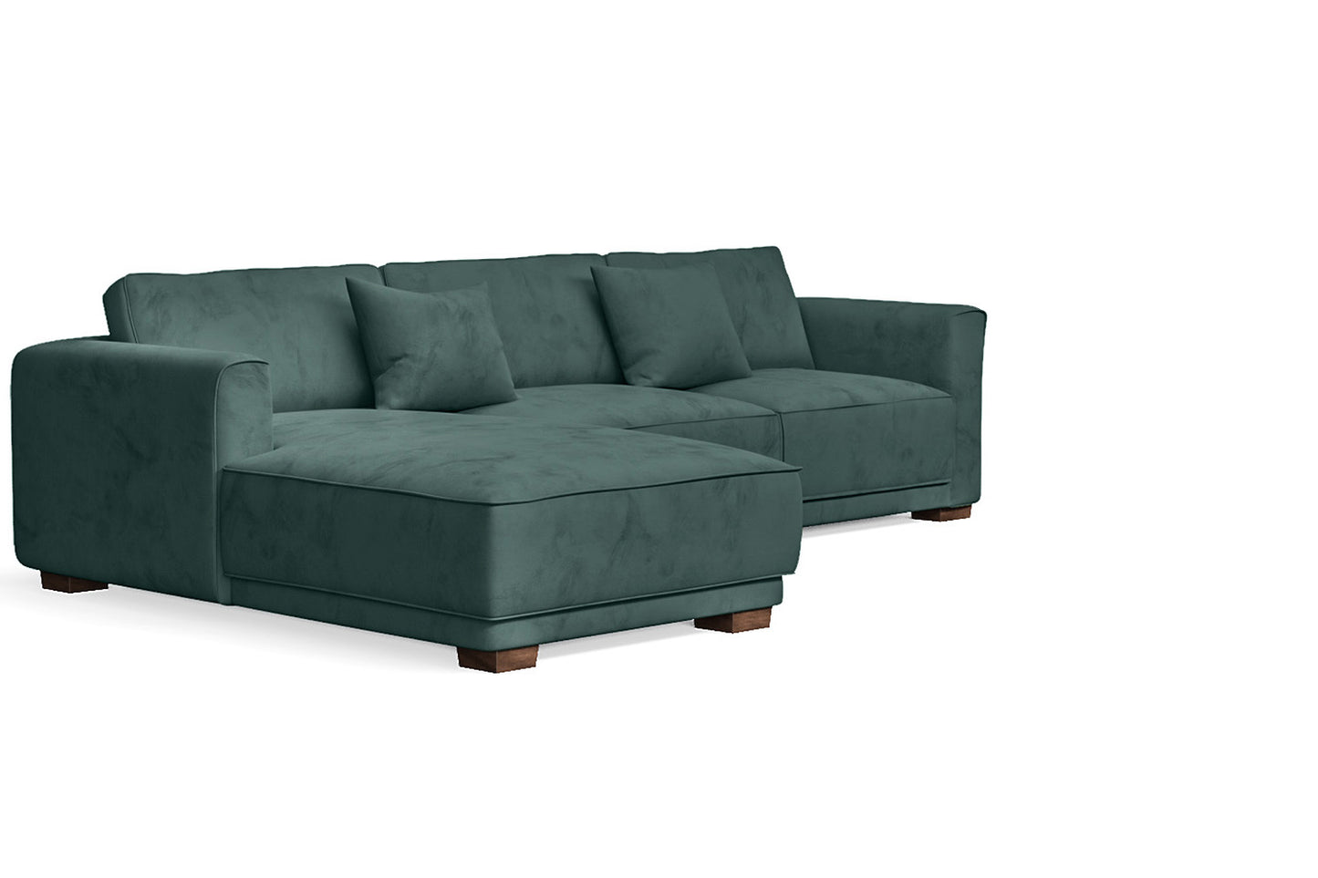 Barletta 3 Seater Left Hand Facing Chaise Lounge Corner Sofa Teal Velvet