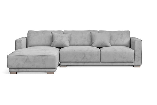 Barletta 3 Seater Left Hand Facing Chaise Lounge Corner Sofa White Velvet