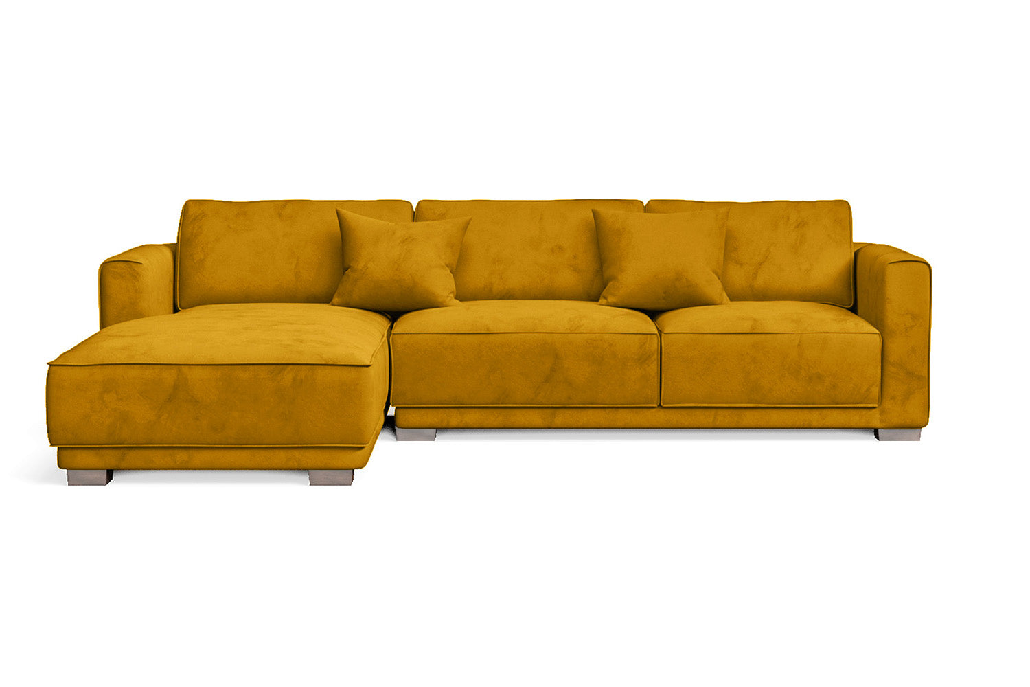 Barletta 3 Seater Left Hand Facing Chaise Lounge Corner Sofa Yellow Velvet