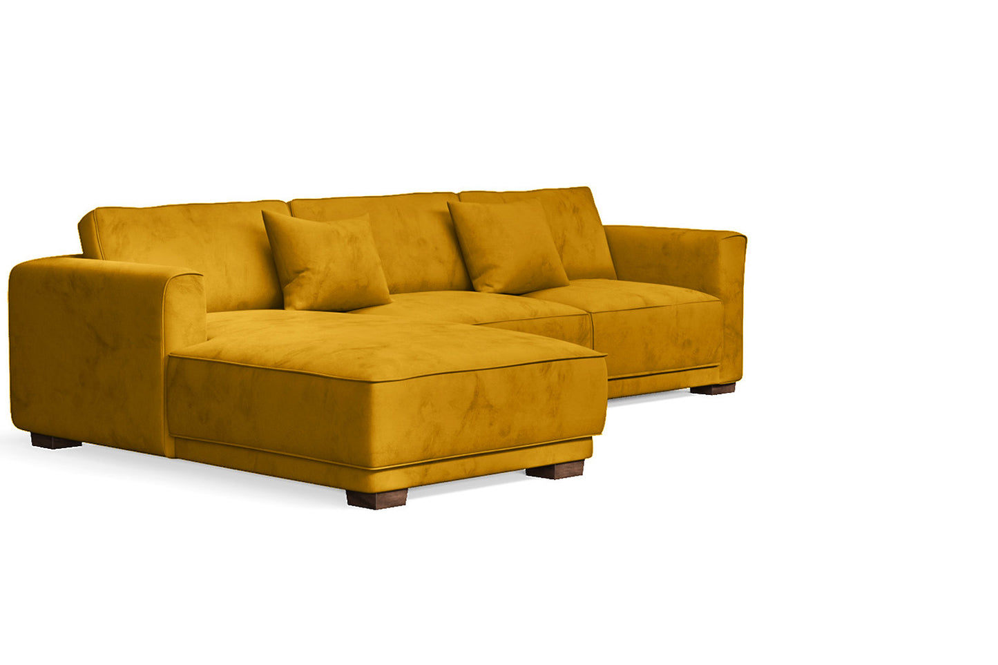 Barletta 3 Seater Left Hand Facing Chaise Lounge Corner Sofa Yellow Velvet